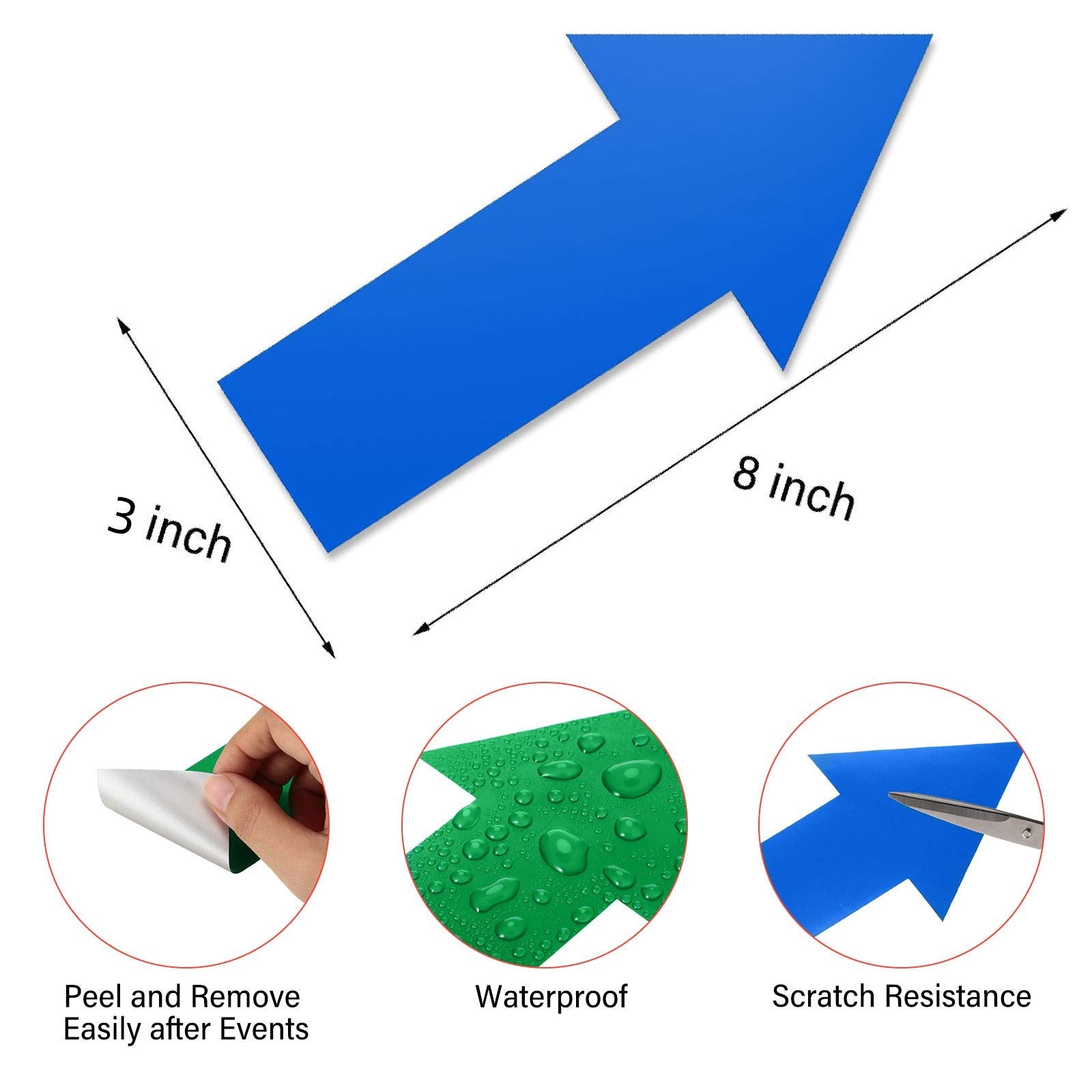 40 Pieces 8 Inch Arrow Sticker, Directional Arrow Sign Removable Adhesive Arrow Floor Decal Waterproof Arrow Marking Arrows Safe