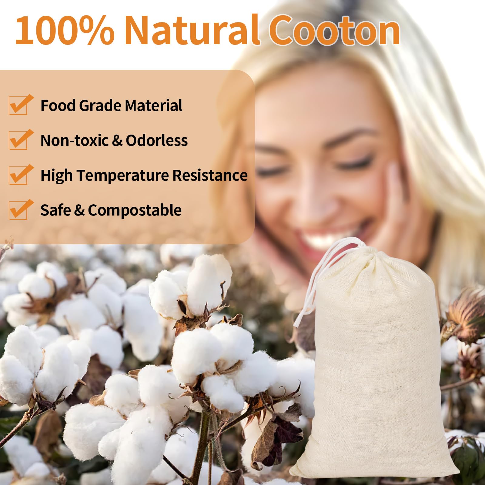 60 Pcs Empty Spice Bags For Cooking Soup, 3X4 In Natural Muslin Drawstring Bag, Reusable Tea Bags For Loose Tea, Small Cheese Cl