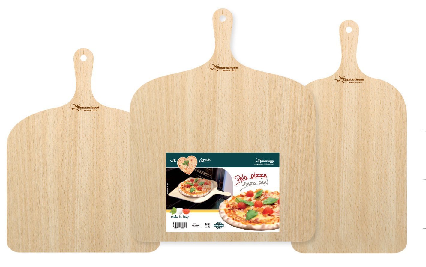 Eppicotispai Birchwood Pizza Peel, 23 X 50 Cm/9.05 X 19.7'', Brown