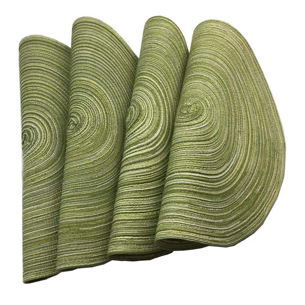 Red-A,Placemats,Round Placemats For Dining Table Set Of 4 Woven Heat Resistant Non-Slip Kitchen Table Mats Diameter 14 Inch(Gree