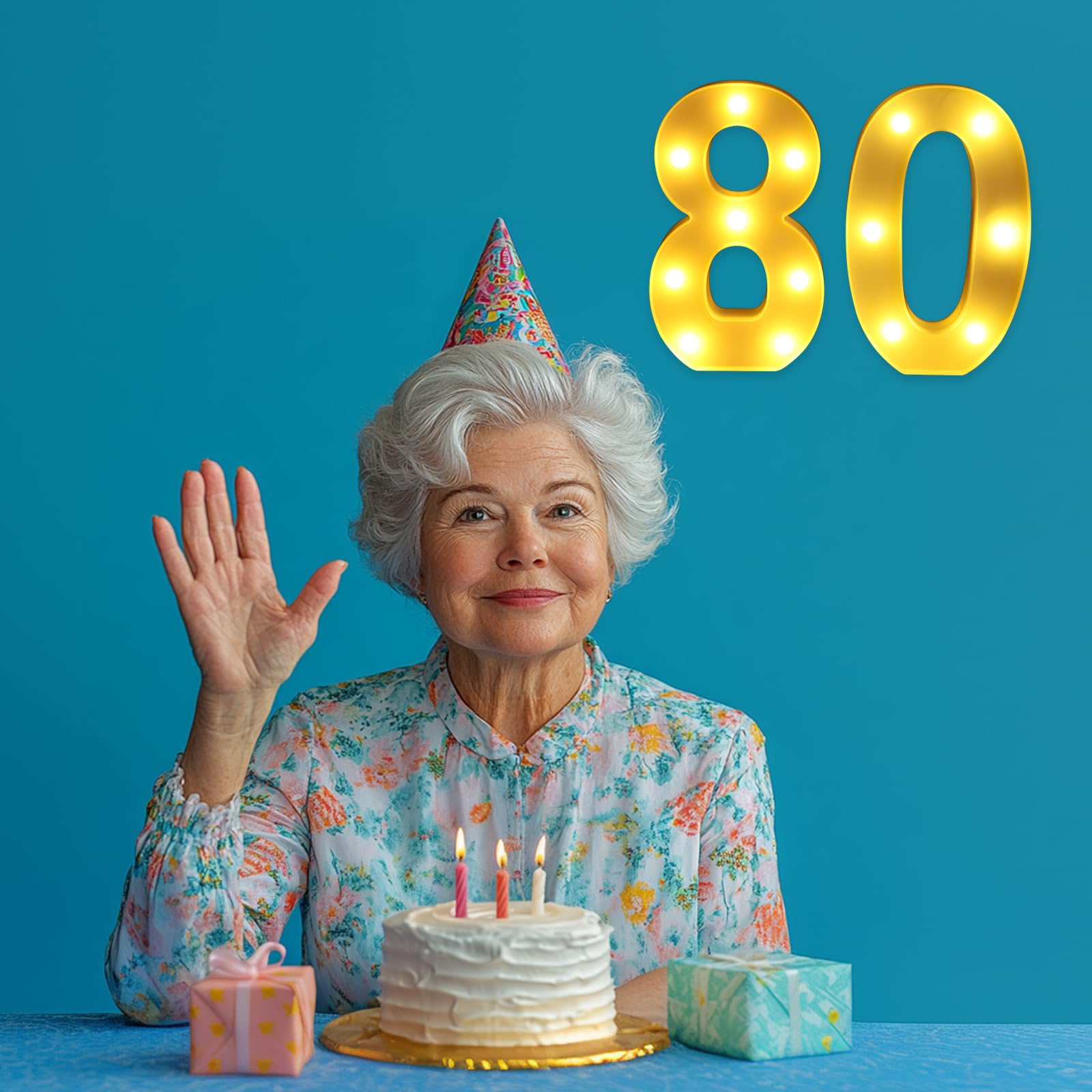 80th Birthday Decorations for Women Men,Happy 80 Birthday Decorations for Centerpieces Table,80 Light Up Numbers Sign Led for Pa