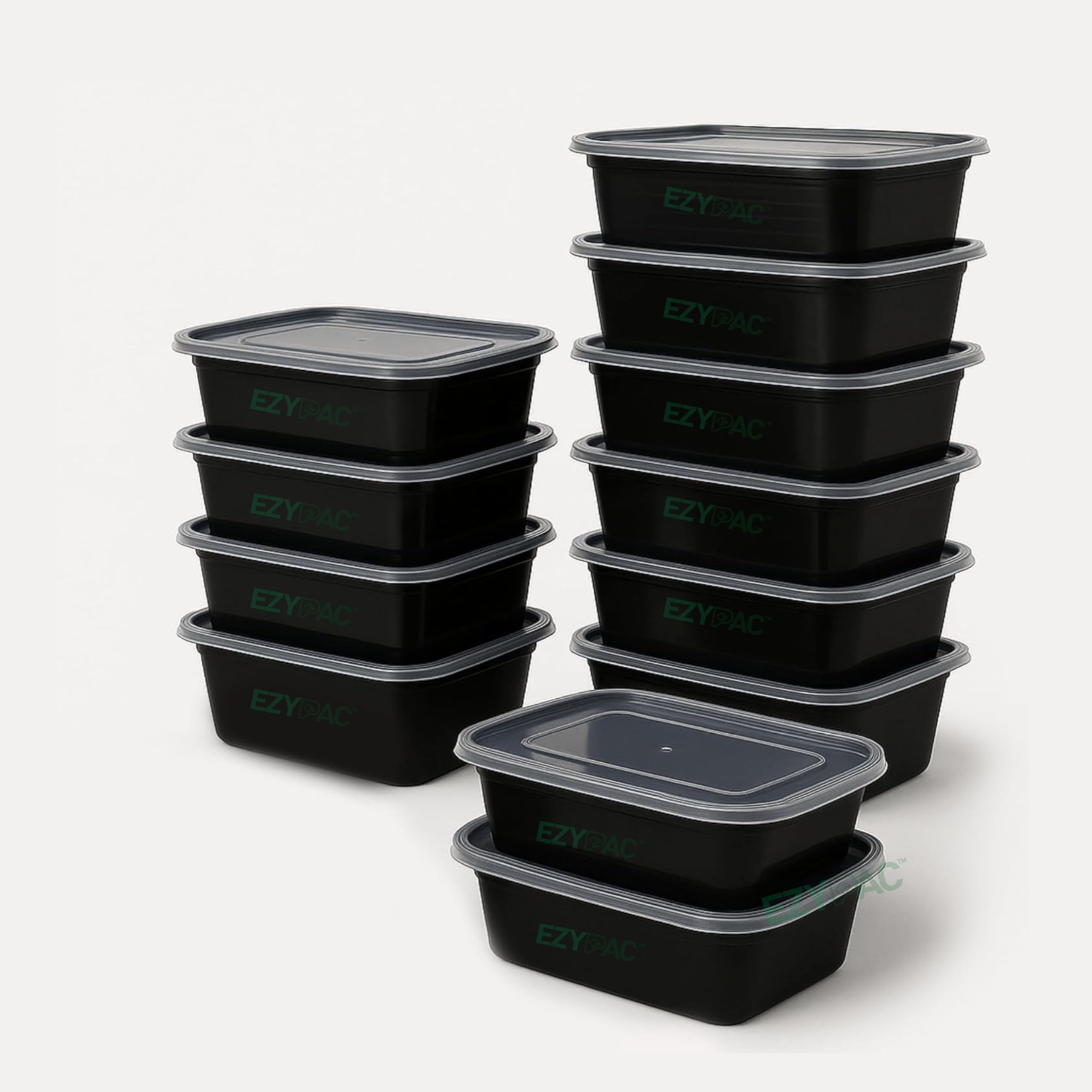 Ezypac 750 Ml Reusable Food Container With Lid (Pack Of 10) | Rectangle Plastic Packing Box | Fridge & Microwave Safe