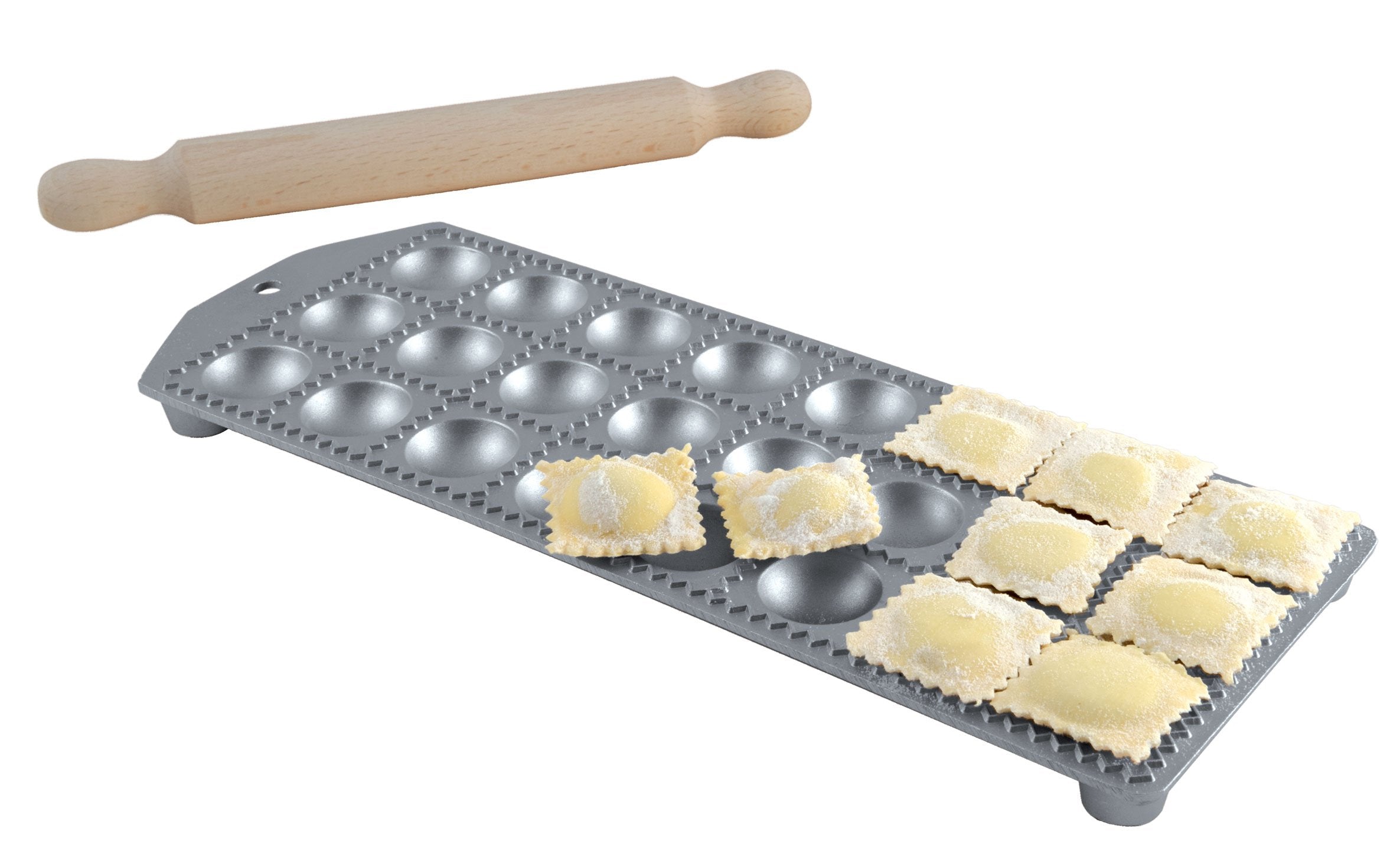 Eppicotispai 24 Holes Aluminum Round Ravioli Maker With Rolling Pin