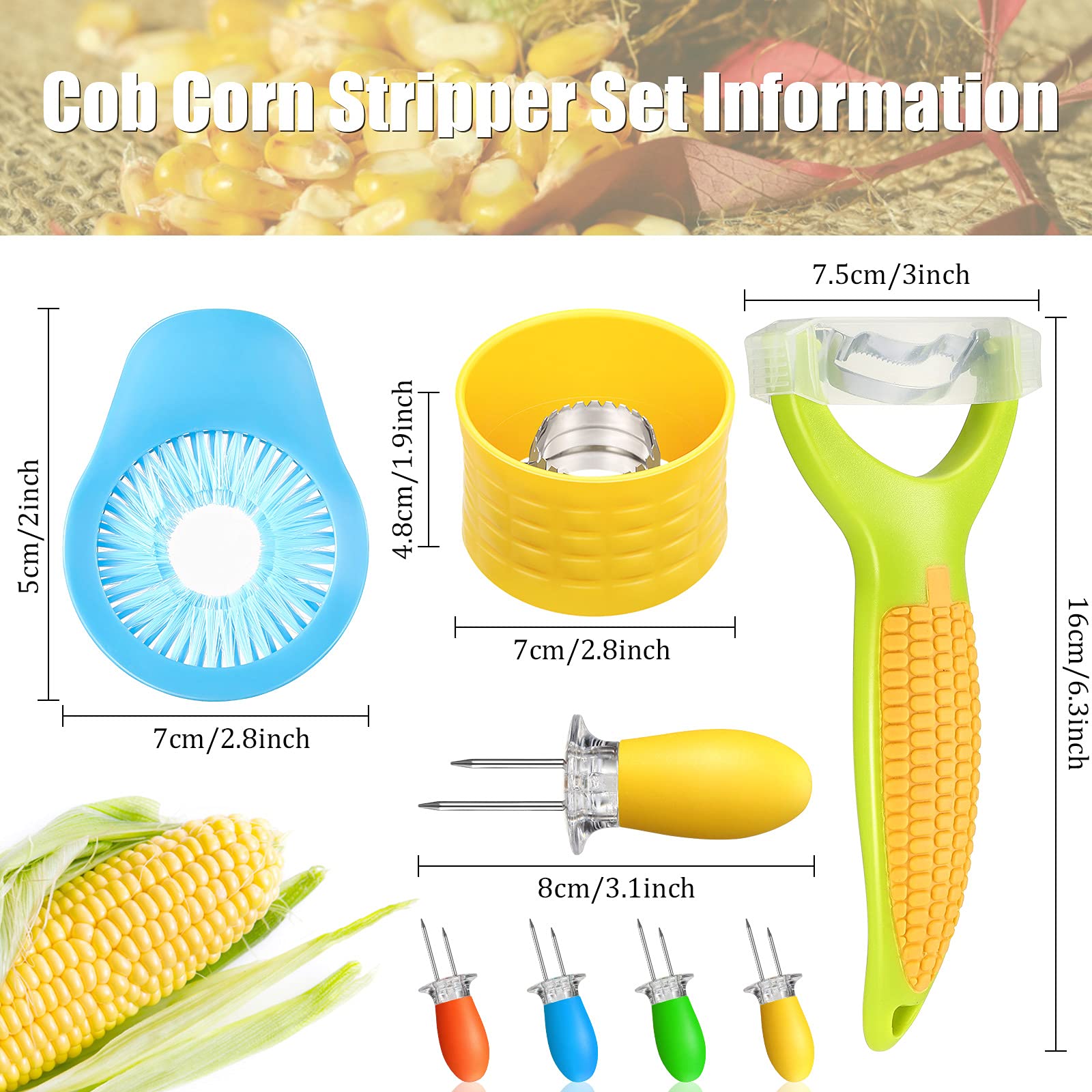 13 Pieces Corn Peeler Cob Corn Remover Corn Zipper Corn Silk Remover Corn Cob Holders Pins For Home Kitchen Restaurant Use