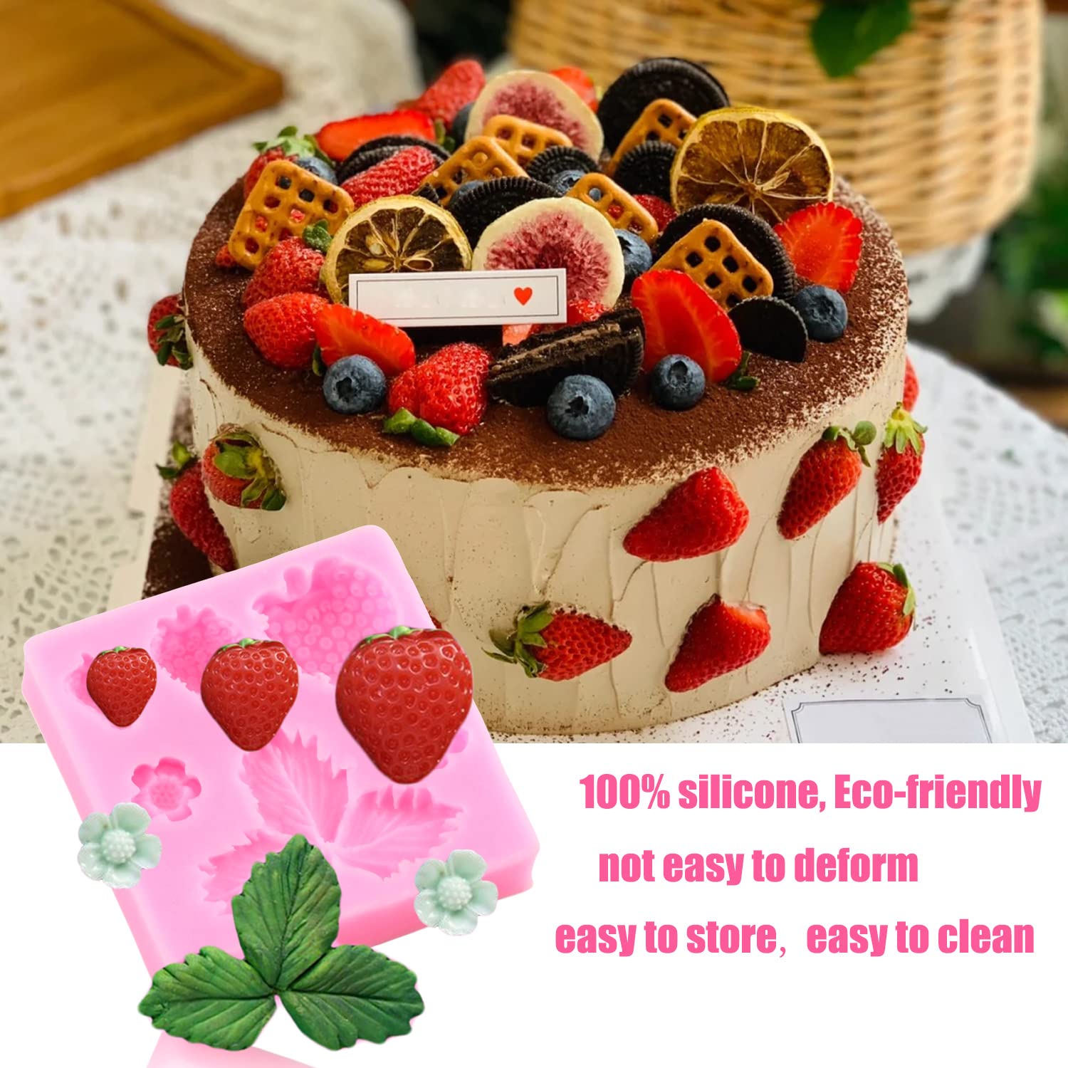 Zixiang Lemon Fondant Molds Strawberry Silicone Mold Summer Fruit Flower Candy Chocolate Mold Lemon Slices Resin Mold For Cake D