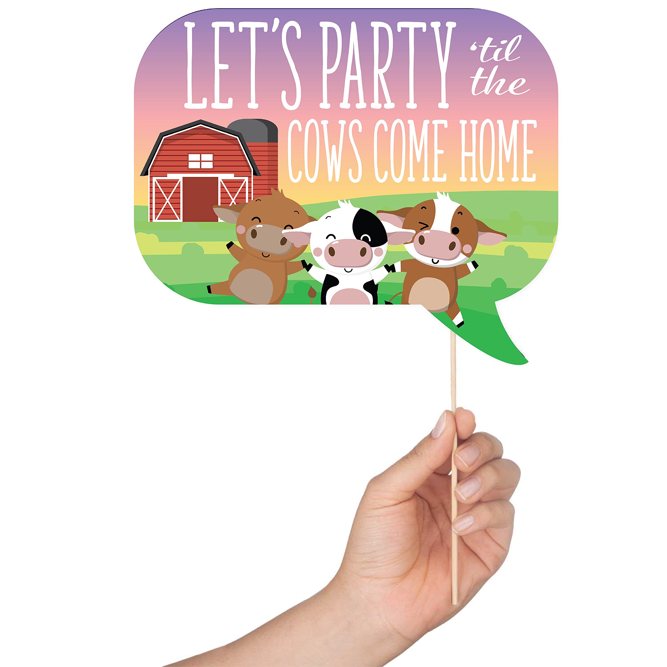 Farm Animal Photo Booth Props - 41-pc Photo Booth Kit with 8 x 10-Inch Sign  60 Adhesive Pads  45 Sticks - Cowboy and Farm Party Decorations