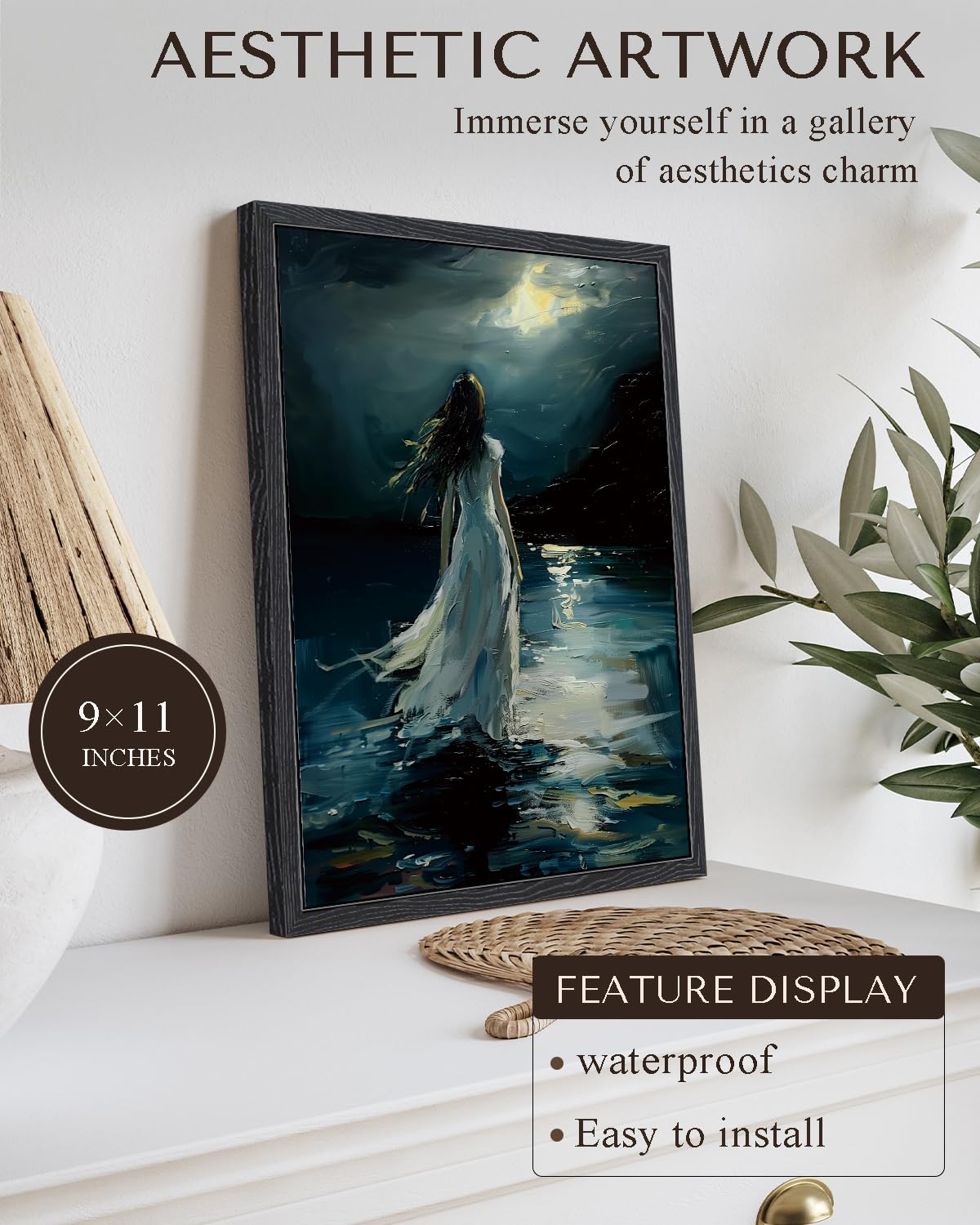 Viyyiea Framed Canvas Wall Art, Vintage Wall Art For Living Room, Woman Portrait Oil Painting Picture Summer Home Decor Bathroom