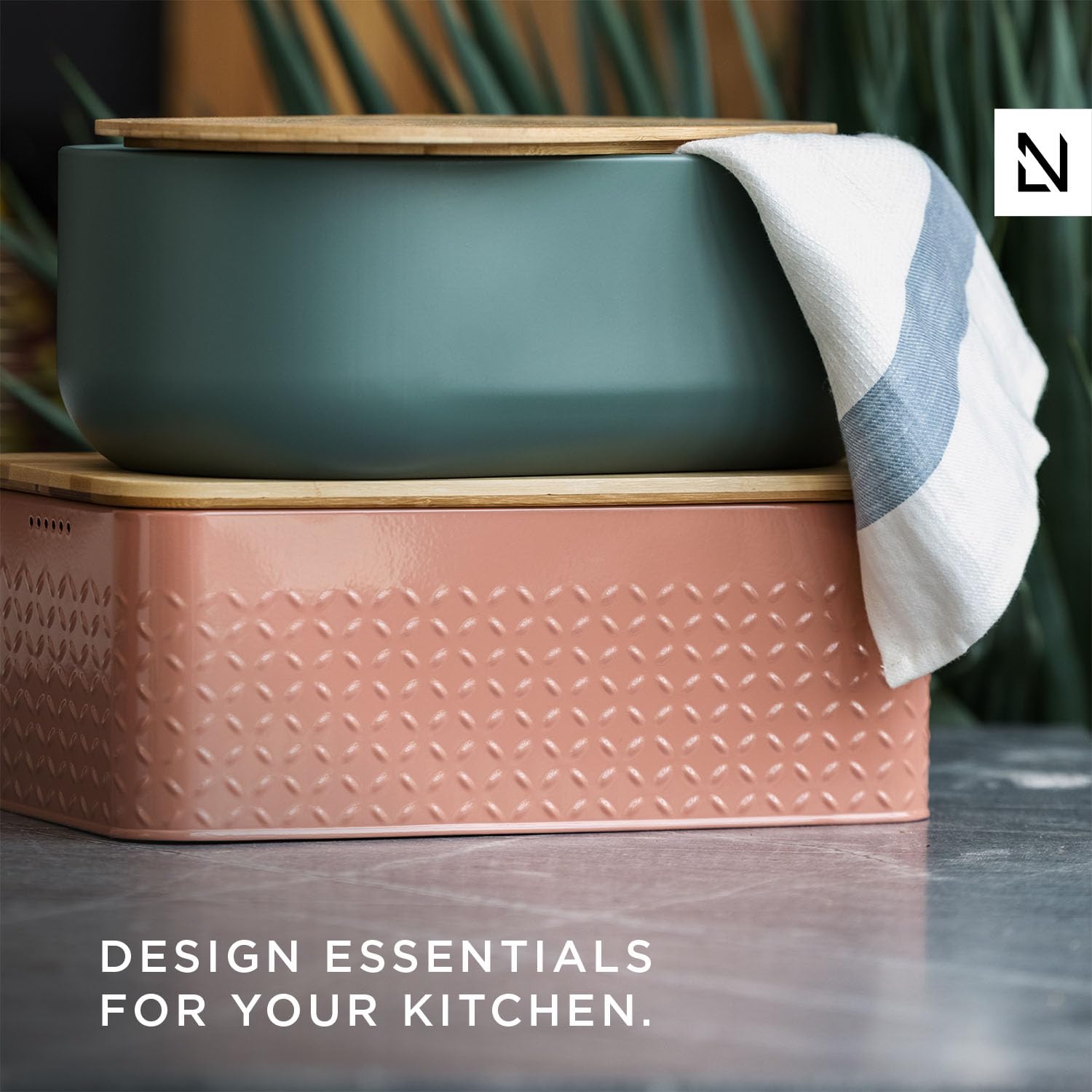 Lars Nysm Bread Box I Metal Bread Box With Linen Bread Bag For Long Lasting Freshness I Bread Box With Bamboo Lid Usable As Cutt