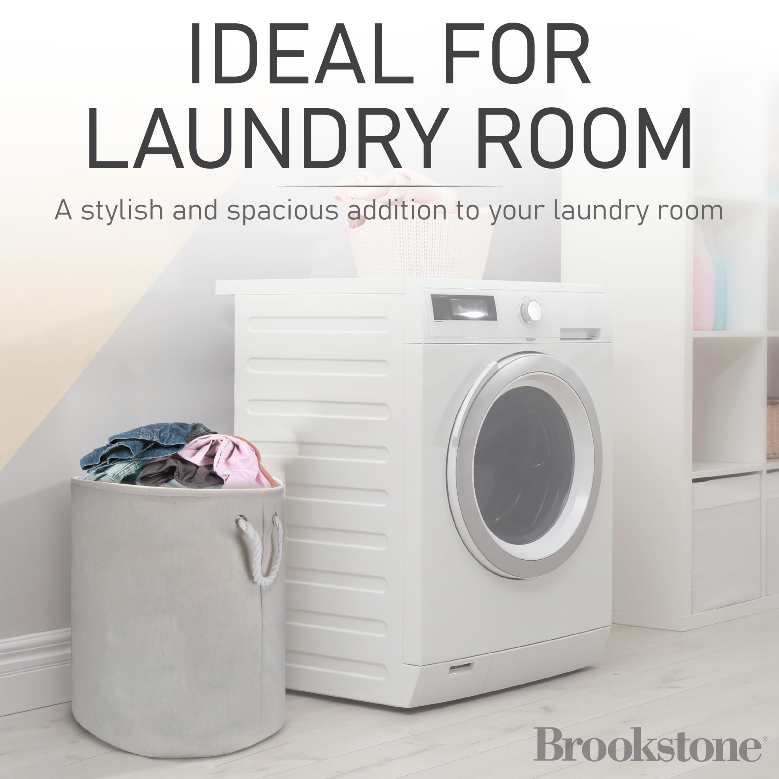Brookstone, Spacious Laundry Hamper With Cotton Rope Handles, Perfectly Sized For Everyday Use, Durable & Stylish Storage For Be