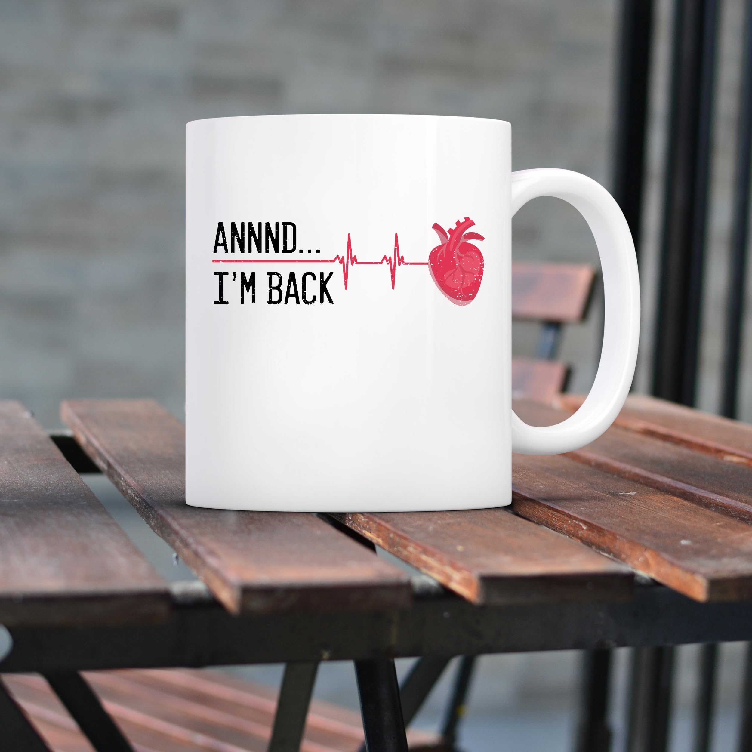 Teegarb Letter Blanket Coffee Mug 11Oz Funny Annnd I'M Back Heart Attack Survivor Mug Inspirational Recovery Gift Surviving With