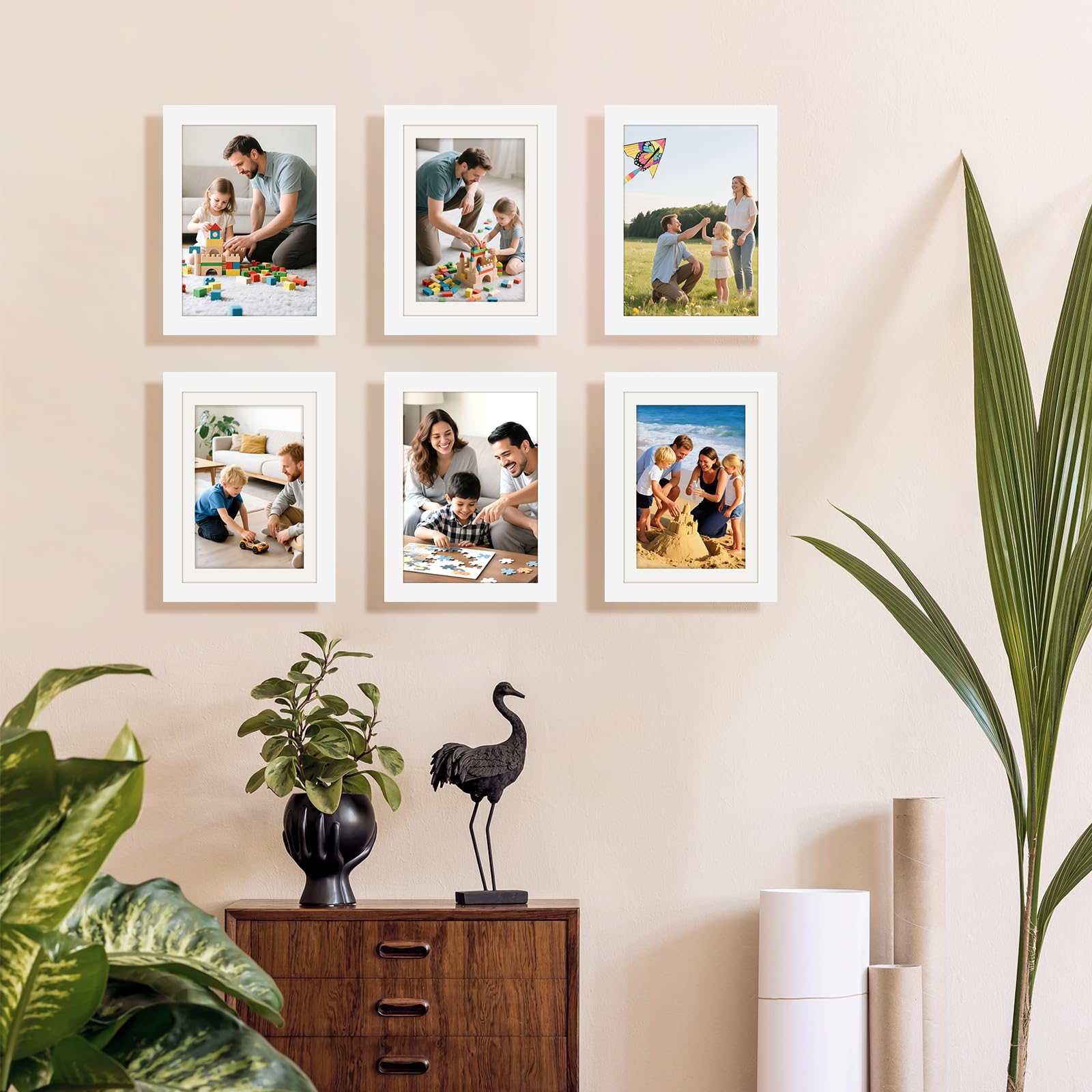 Picture Frames 5x7 2 Pack Made of Solid Wood White for Wall Mounting and Tabletop Display