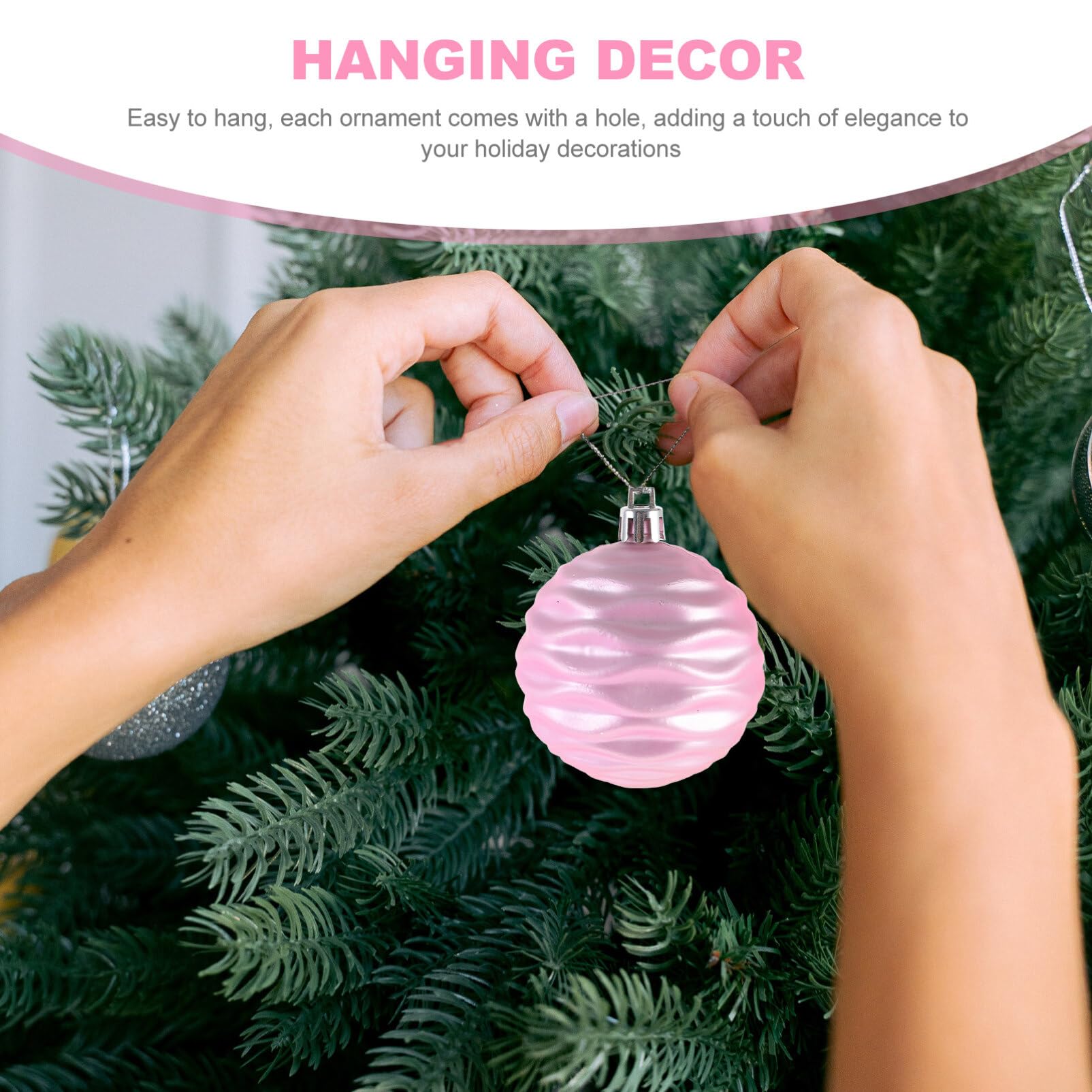 HOMSFOU 12Pcs Pink Christmas Ball Ornaments - 2.36 Inch Shatterproof Xmas Tree Decorations with Hanging Loop for Holiday, Home,