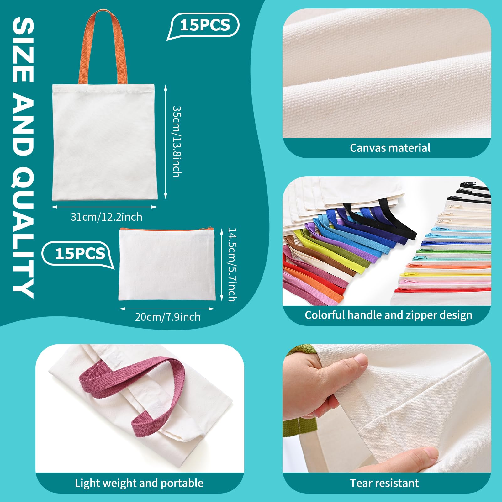 Mafye 30 Pack Sublimation Blanks Tote Bags, Reusable Grocery Bags Diy Heat Transfer Canvas Tote Bags Cosmetic Makeup Bags Shoppi