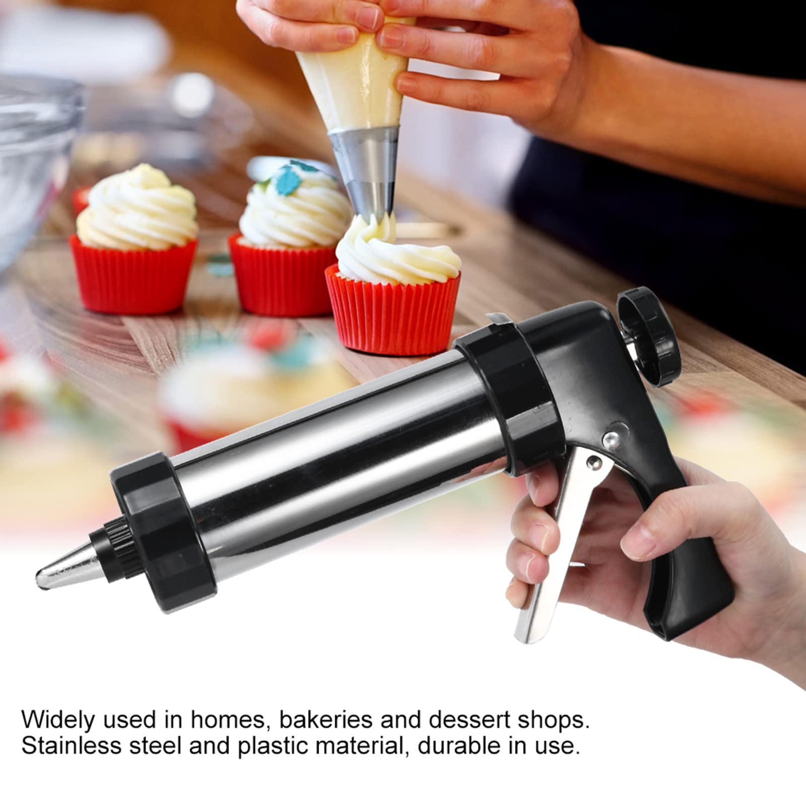 Natudeco Cookies Press Kit Cookie Maker Set With 13 Tools Discs 7 Piping Nozzles Diy Baking Tool For Family Kitchen Cake Icing D