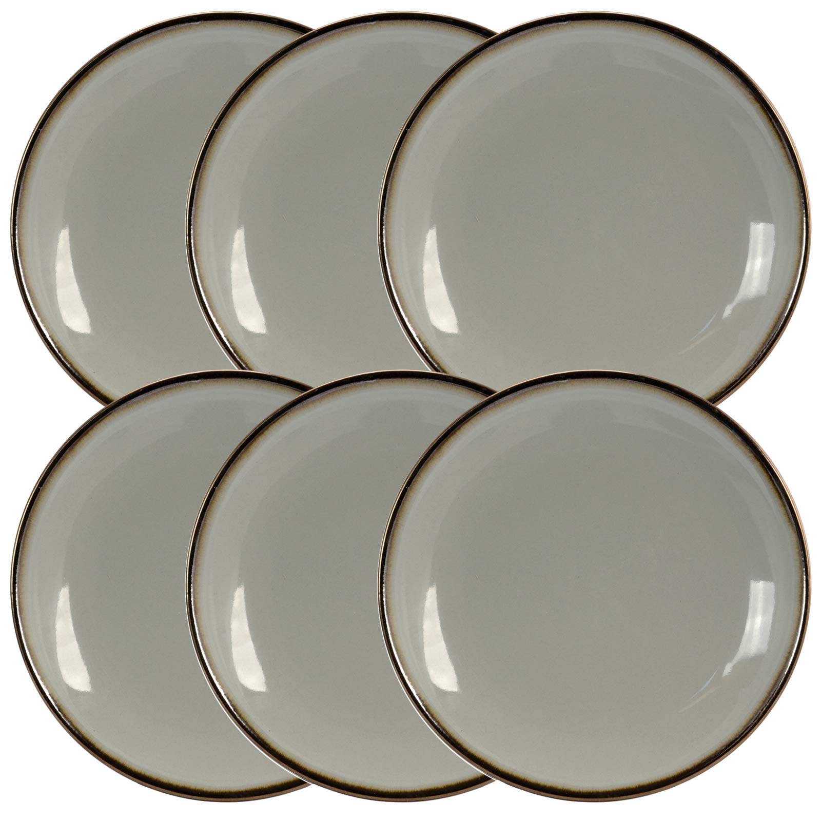 Elama Modern Round Dinnerware Salad Plate Dish Set, 6 Piece, Solid Light Gray