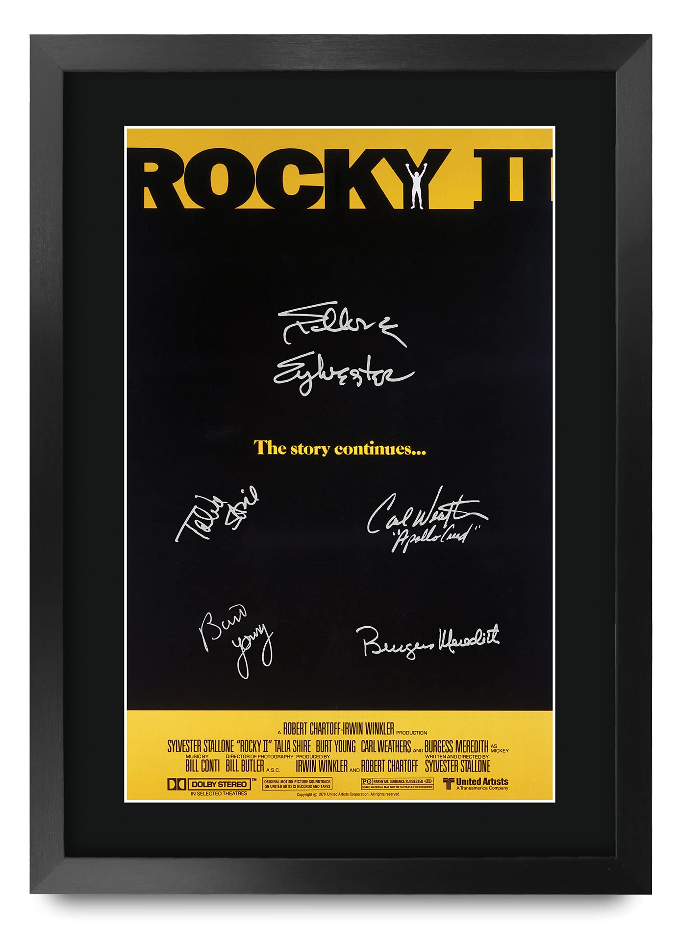 HWC Trading Rocky 2 Sylvester Stallone 16 x 12 inch Framed Gifts Printed Poster Signed Autograph Picture for Movie Memorabilia F