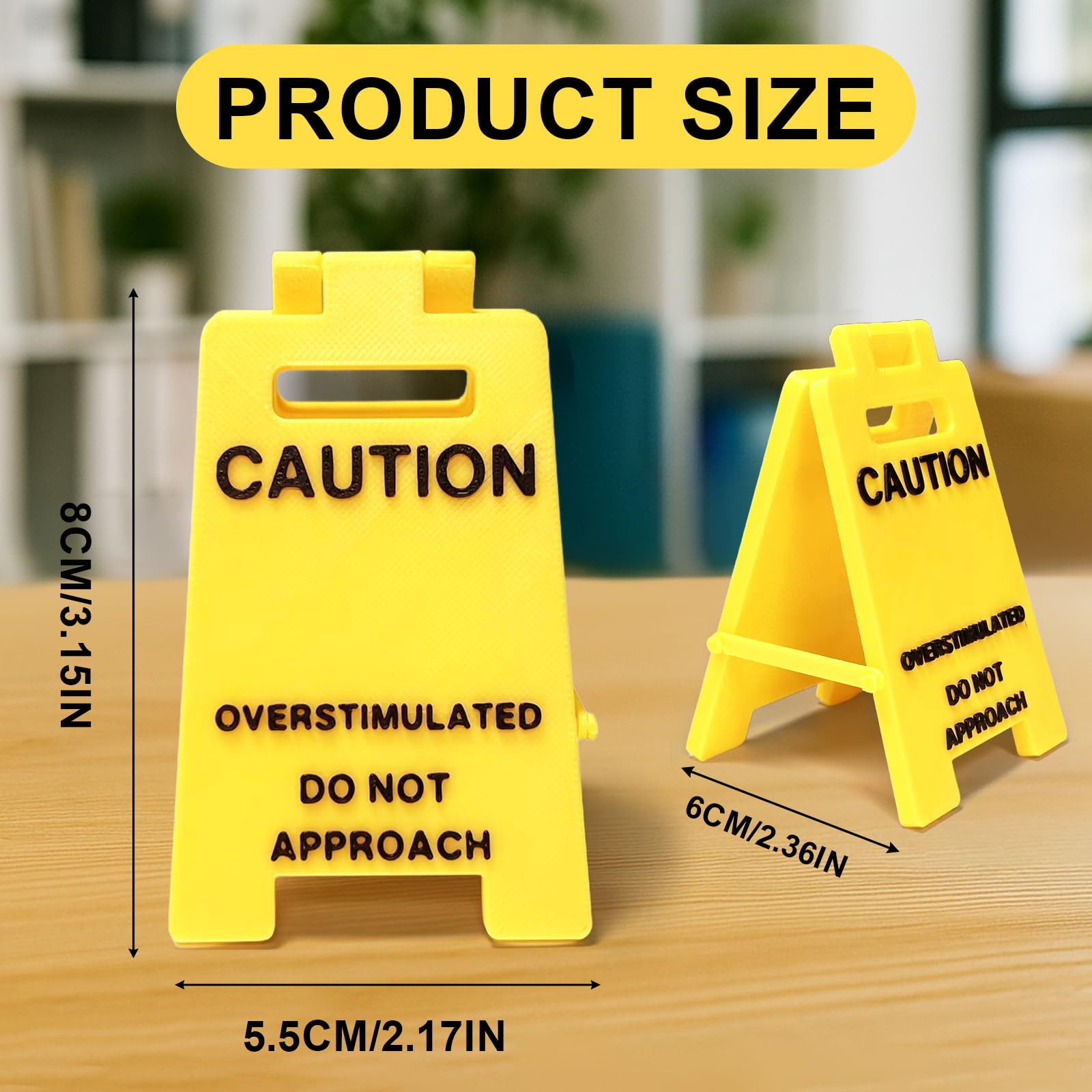 1 Pc Caution Overstimulated Desk Sign, Funny Prank Gift Office Desk Decor Overstimulated Do not Approach Warning Signs Humor Des