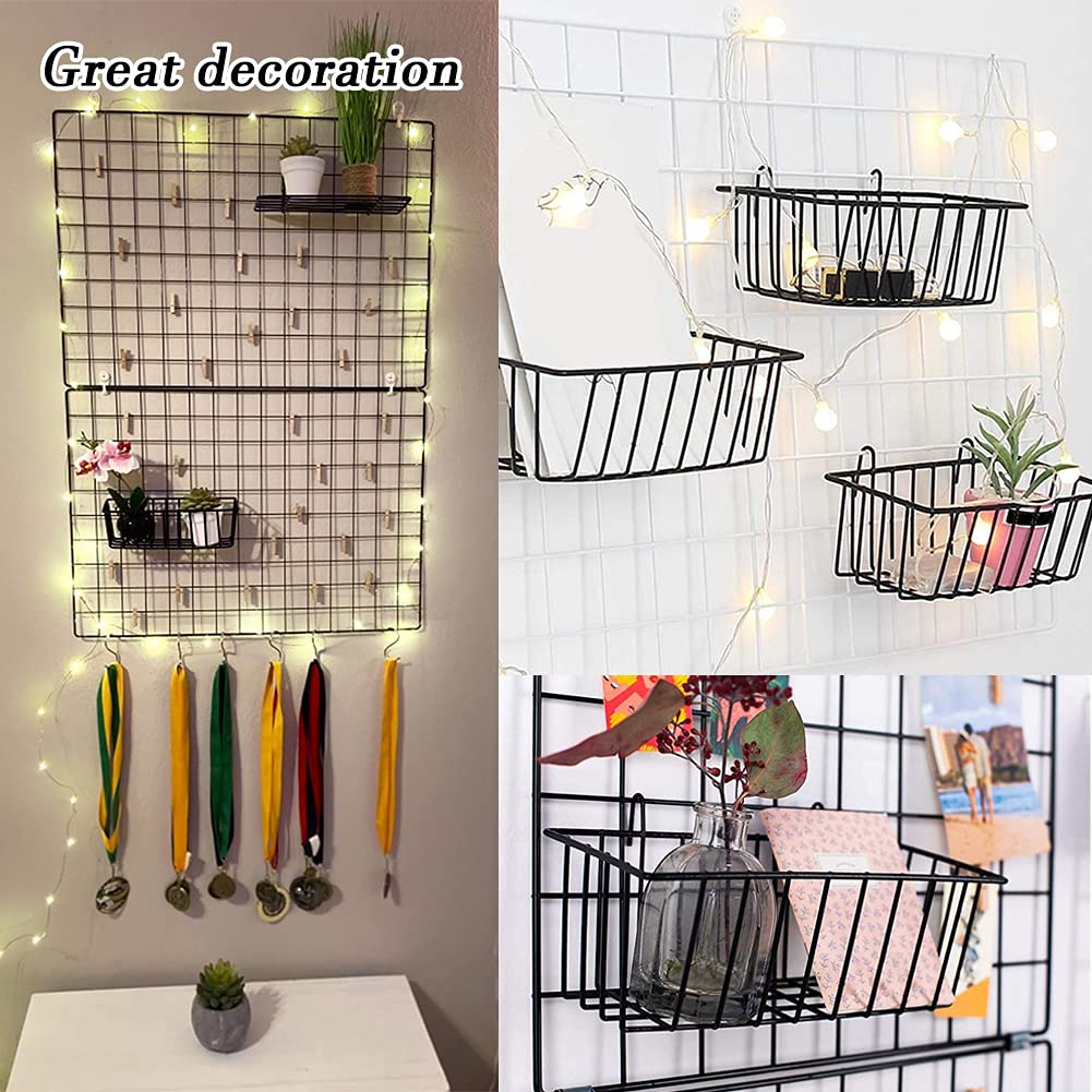 Gddochn 3 Pack Wall Grid Panel Hanging Wire Basket,Wall Storage And Display Basket,Grid Wall Storage Basket For Kitchen,Home Dec