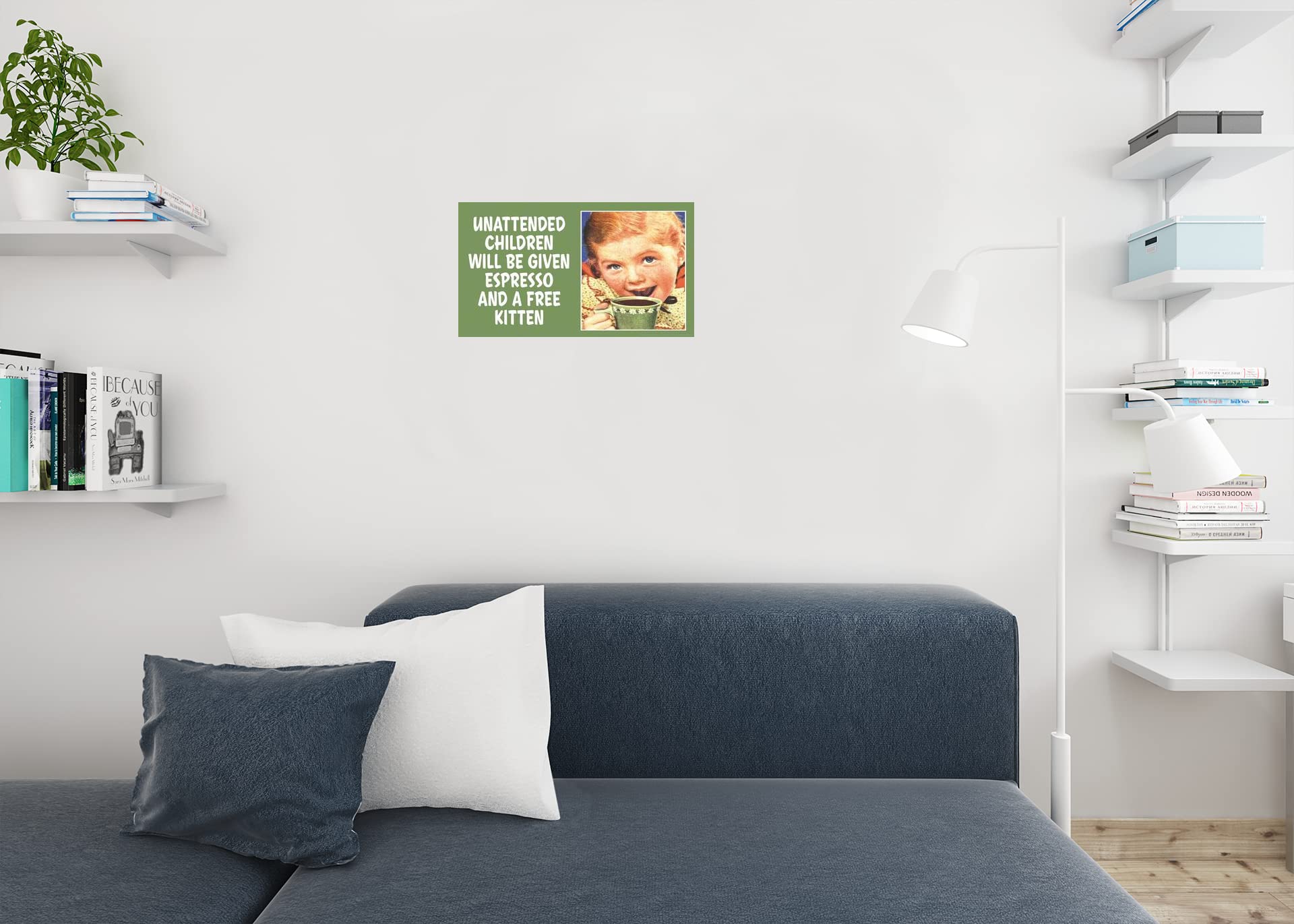 Unattended Children Given Espresso And Free Kitten Funny Coffee Store Shop Decoration Humor Warning Cool Wall Art Print Poster 1