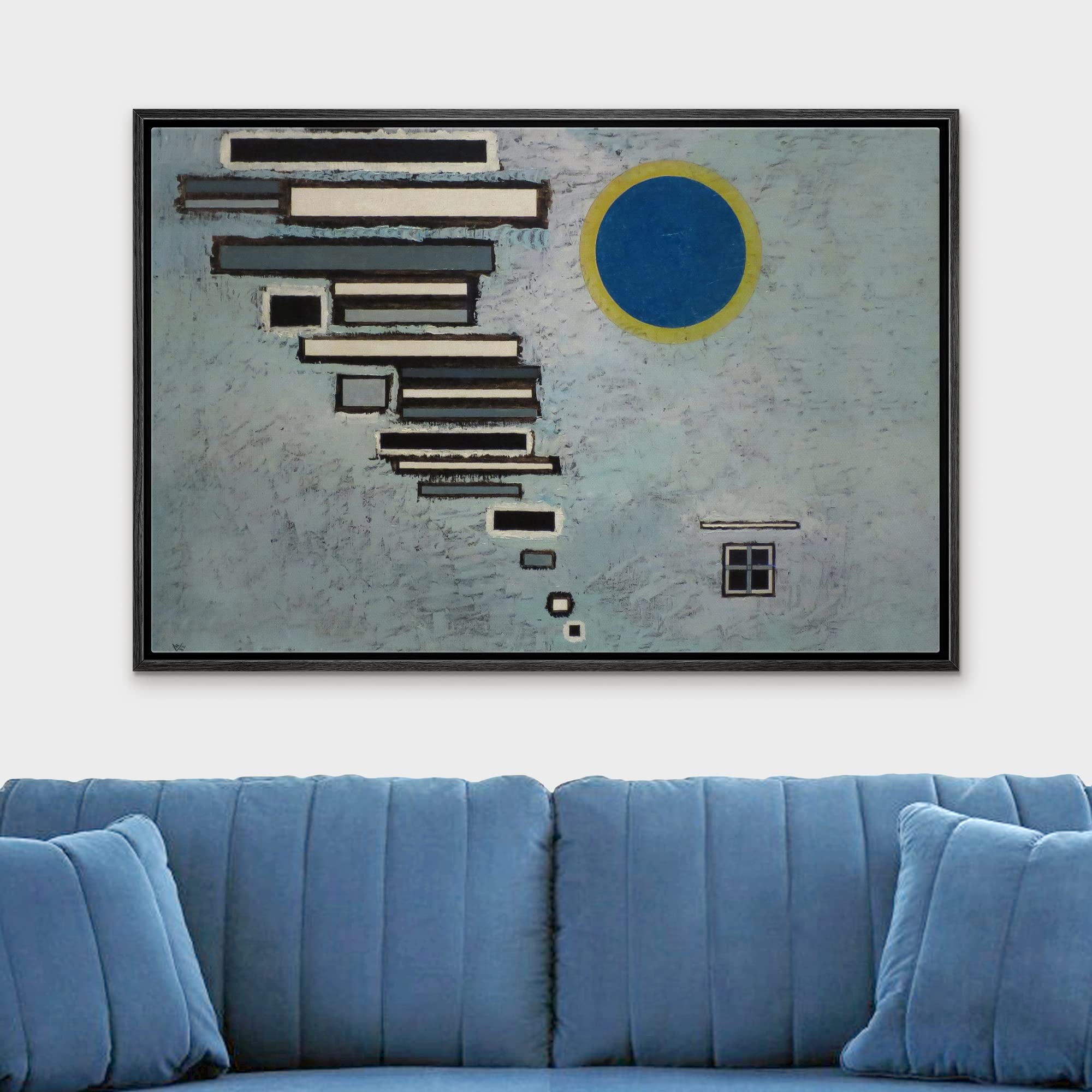 Wall26 - Unequal By Vassily Kandinsky - Framed Canvas Print Wall Art Famous Painting Reproduction - 24''X36'' Black