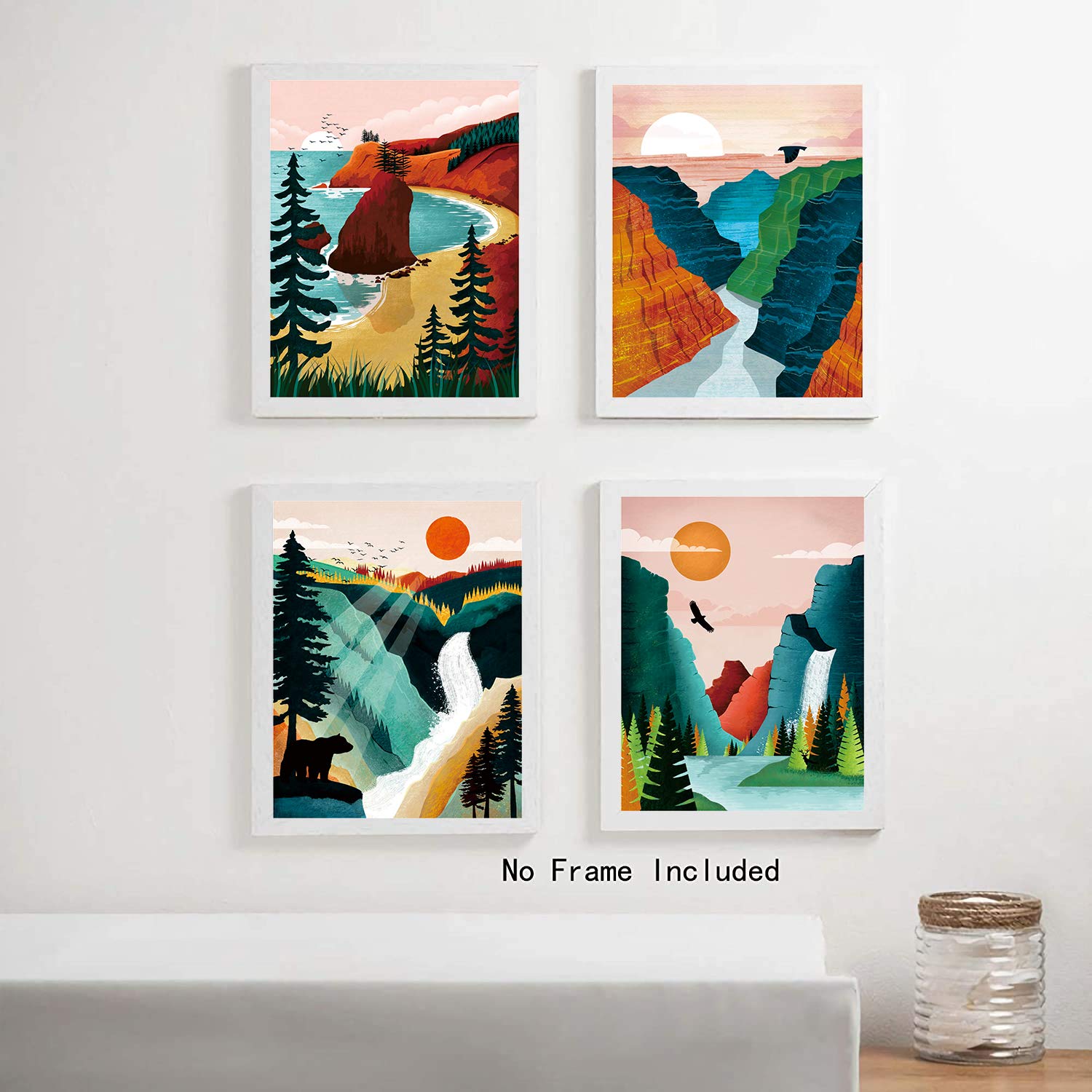 National Park Poster ,National Parks Art Prints,Nature Wall Art,Mountain Print Set Abstract Prints Of Mountain Wall Art, Yellows