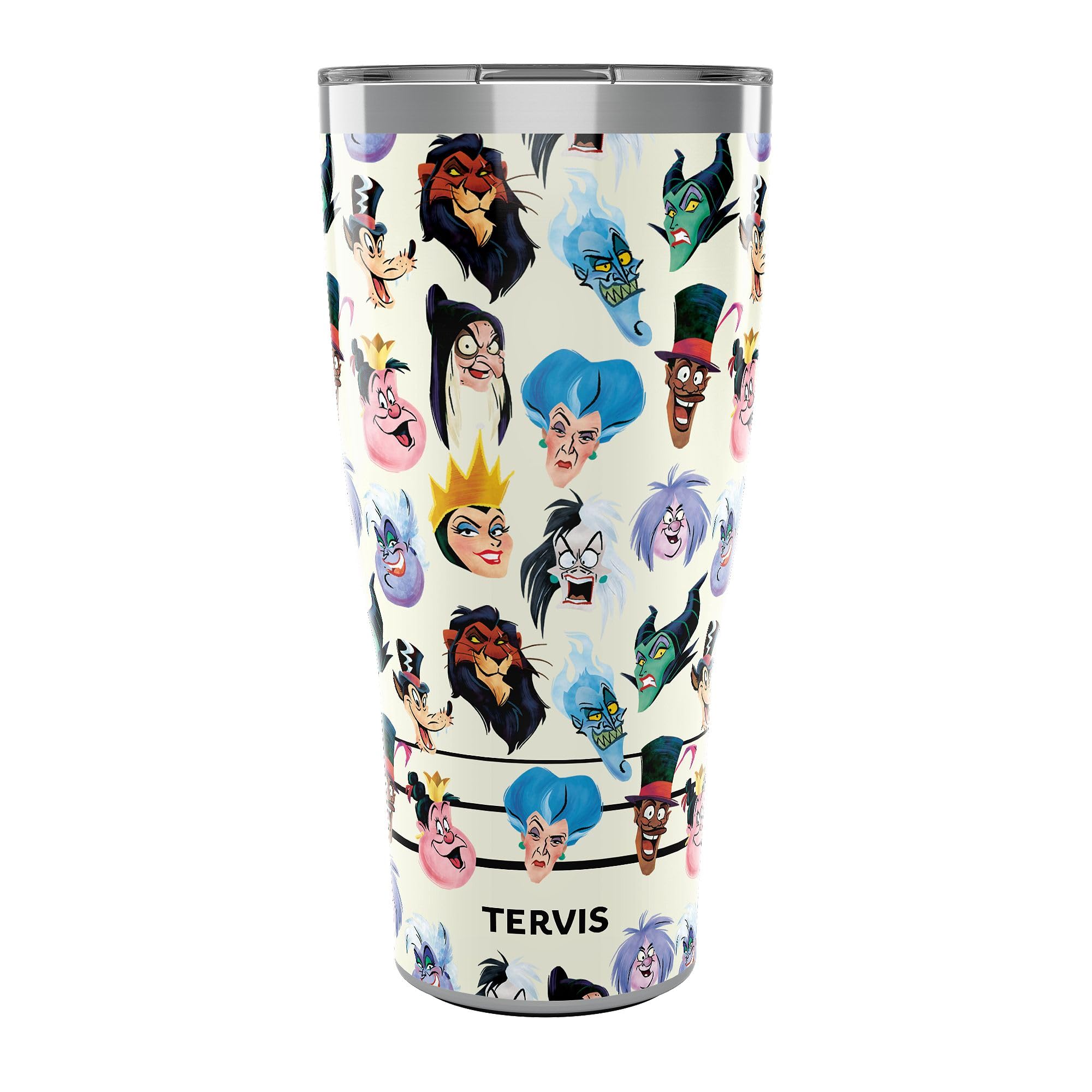 Tervis Traveler Disney - Villains Portrait Triple Insulated Tumbler Travel Cup Keeps Drinks Cold & Hot, 30oz, Stainless Steel
