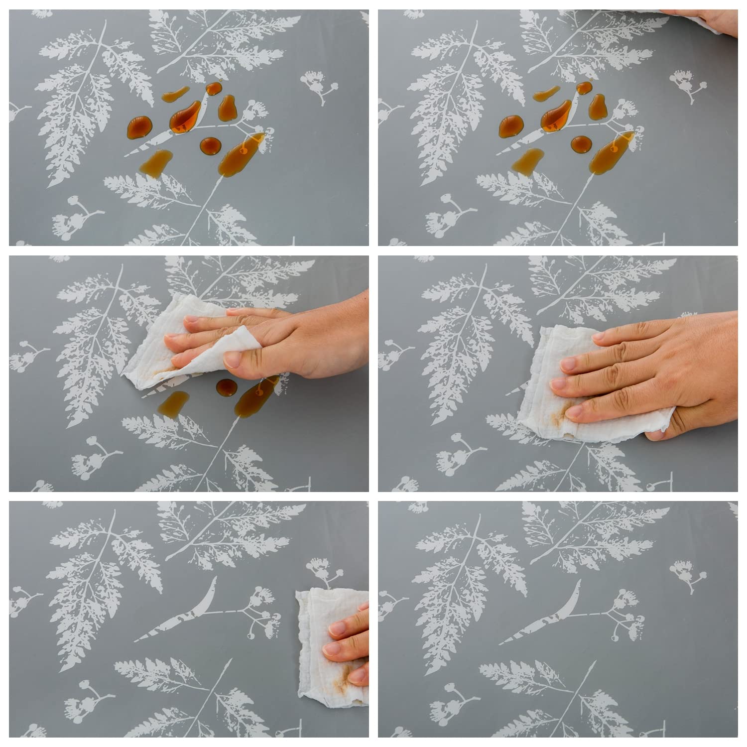 Round Vinyl Fitted Tablecloth With Flannel Backing Elastic Table Cloth Waterproof Oil-Proof Plastic Table Cover