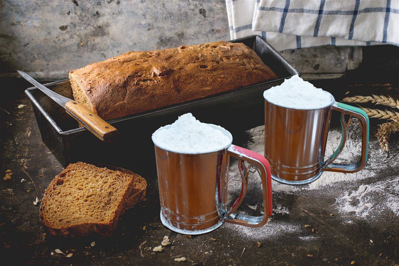 3-Cup Stainless Steel Flour Sifter,Squeeze Sifter For Baking With Compatable Silicone Handle (Green)