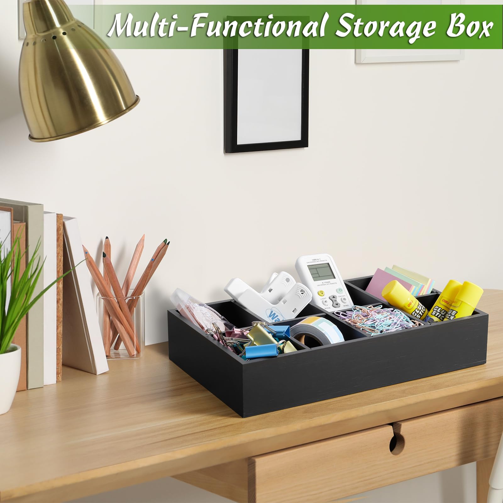 Drastar Tea Bag Organizer, Tea Box Organizer Storage Box, Wooden Tea Bag Holder, Tea Chest With 8 Compartments, Tea Caddy For Te