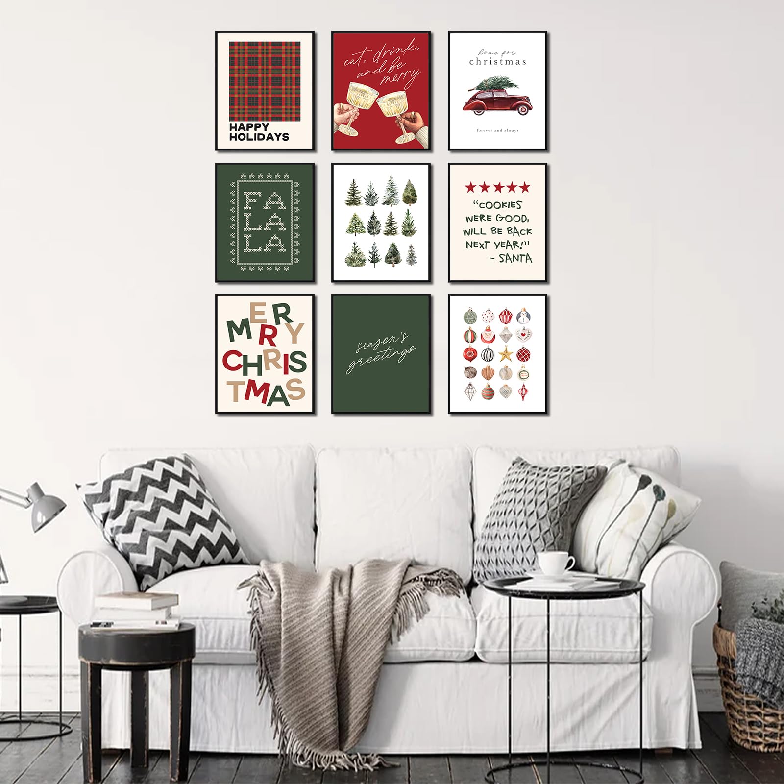 Uniro Christmas Wall Art Prints, Minimalist Boho Xmas Aesthetic Poster For Room Decor, Trendy Holiday Christmas Poster For Xmas,
