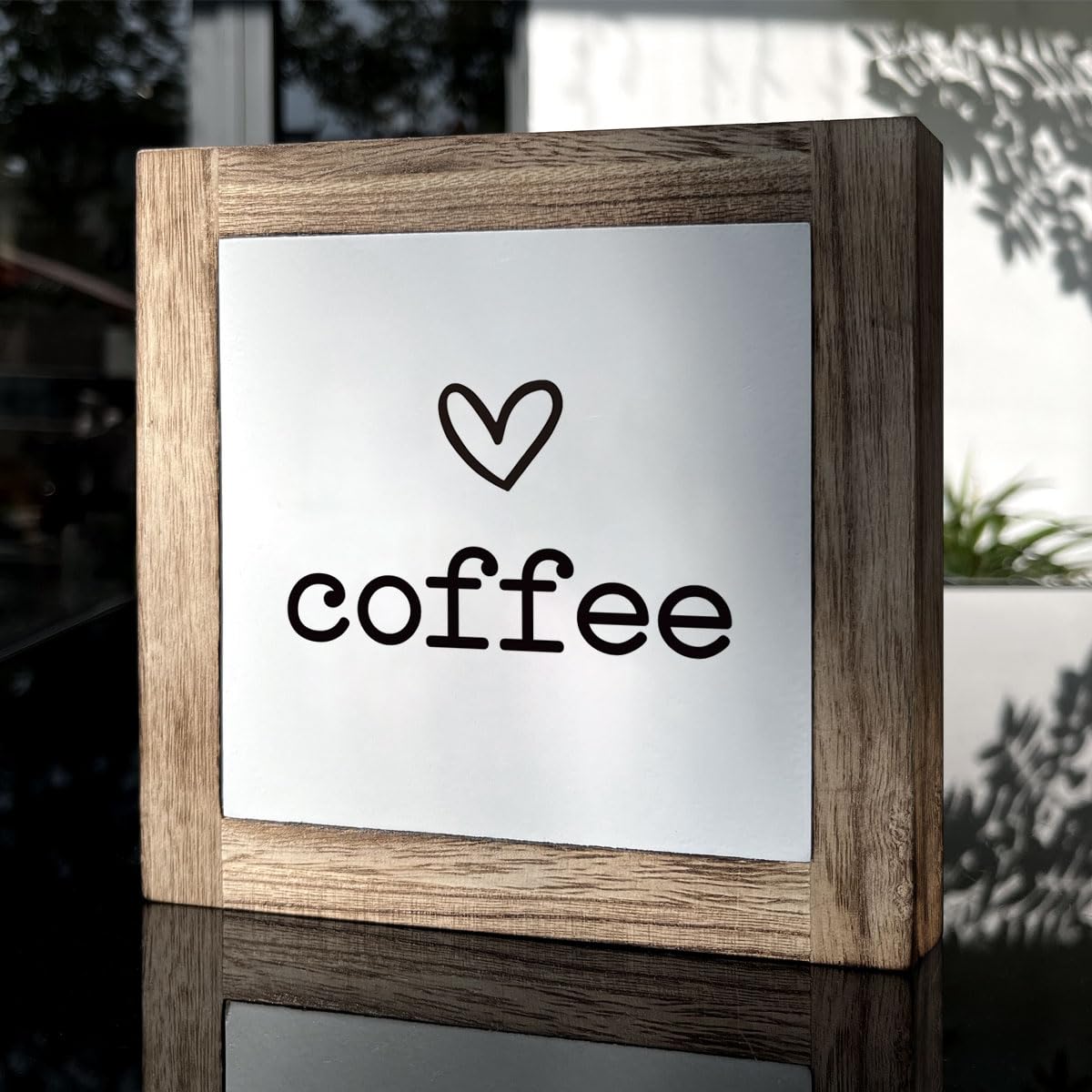 Coffee Decor Set, Wooden Box Signs for Home Decor, Freestanding Coffee Sign for Table Shelf Desk Counter, Cafe Sign, Coffees Lov