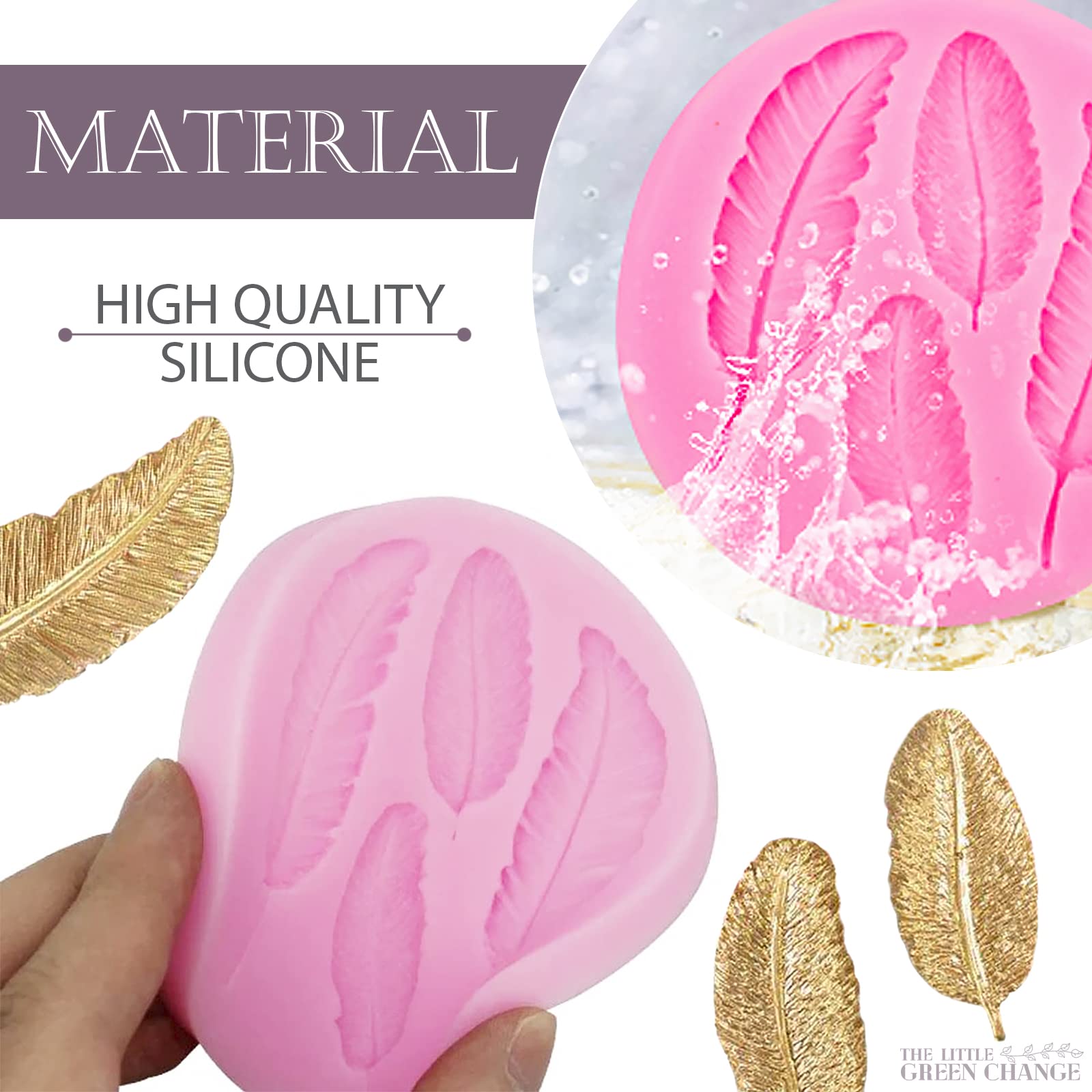 Feather Candy Molds For Baking - Pink Candy Molds Silicone Soap Molds For Clay Crafting Feather Mold Fondant Silicon Molds For S