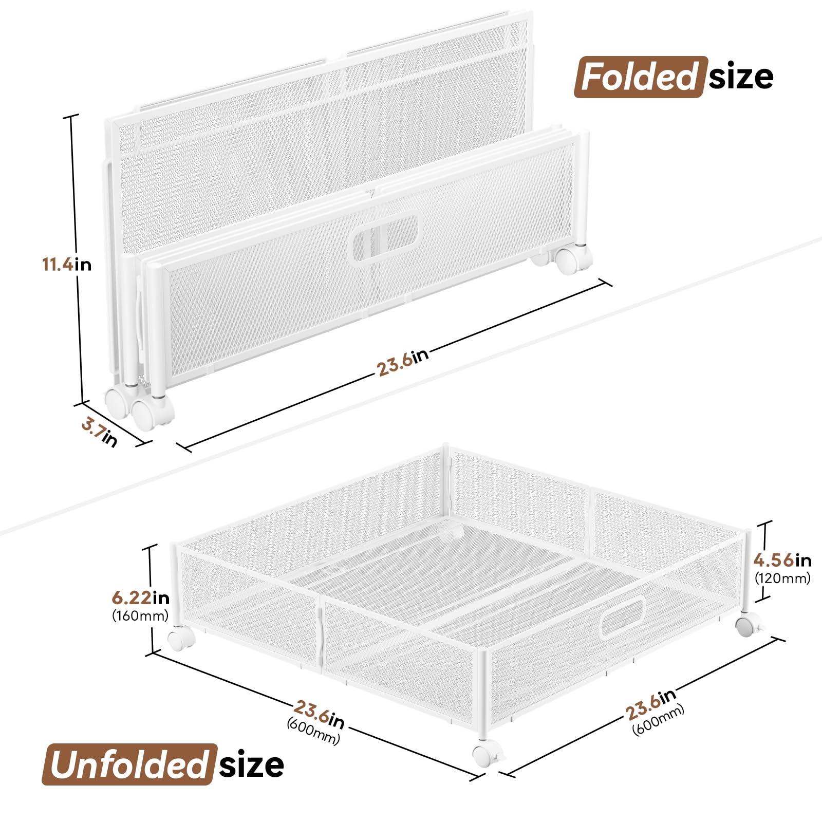 Under Bed Storage, Under the Bed Storage Containers with Wheels, Under Bed Shoe Storage Organizer Drawer, Tool-free Assembly Met