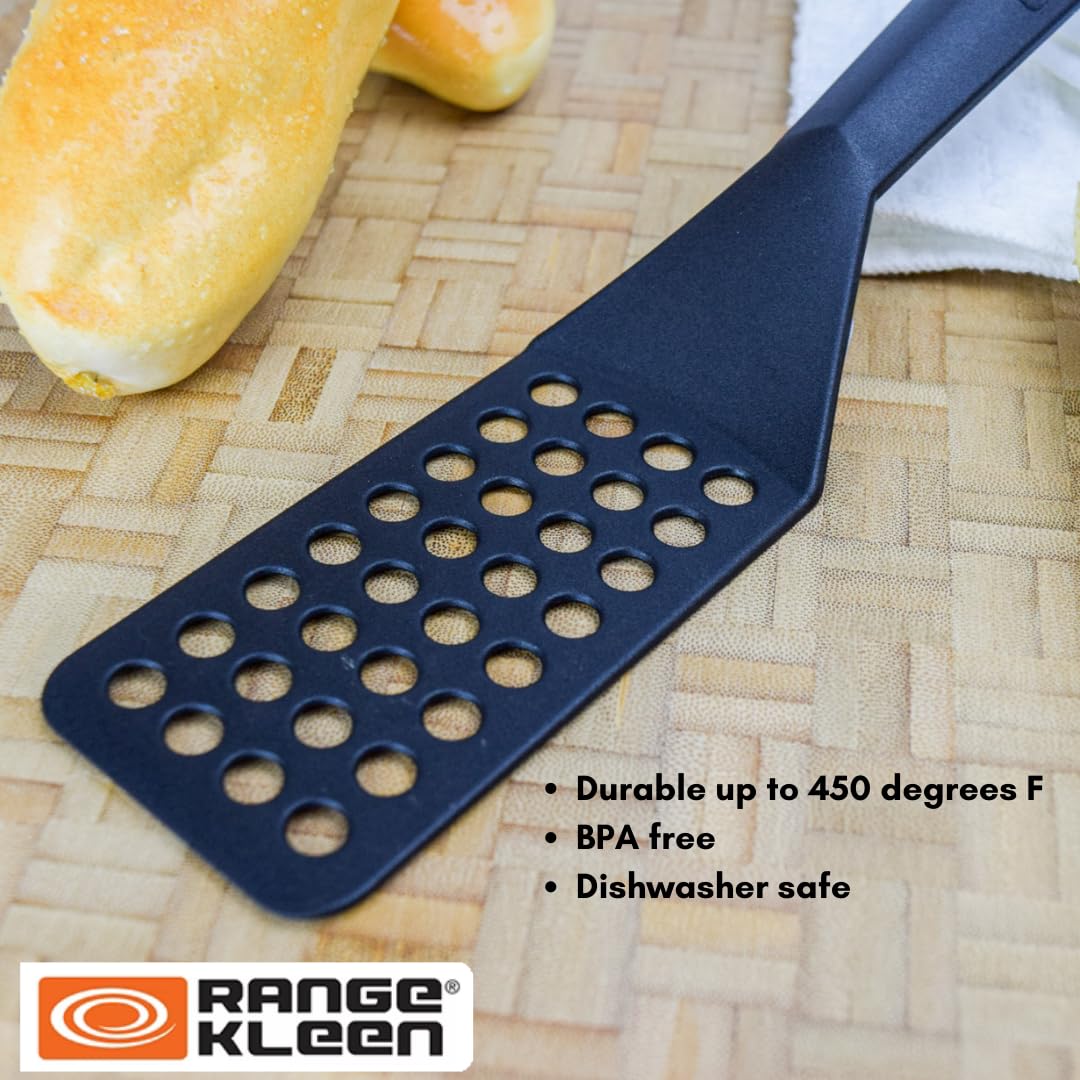 Black Nonstick Slotted Spatula/Turner For Crepes, Brownies, Lasagna