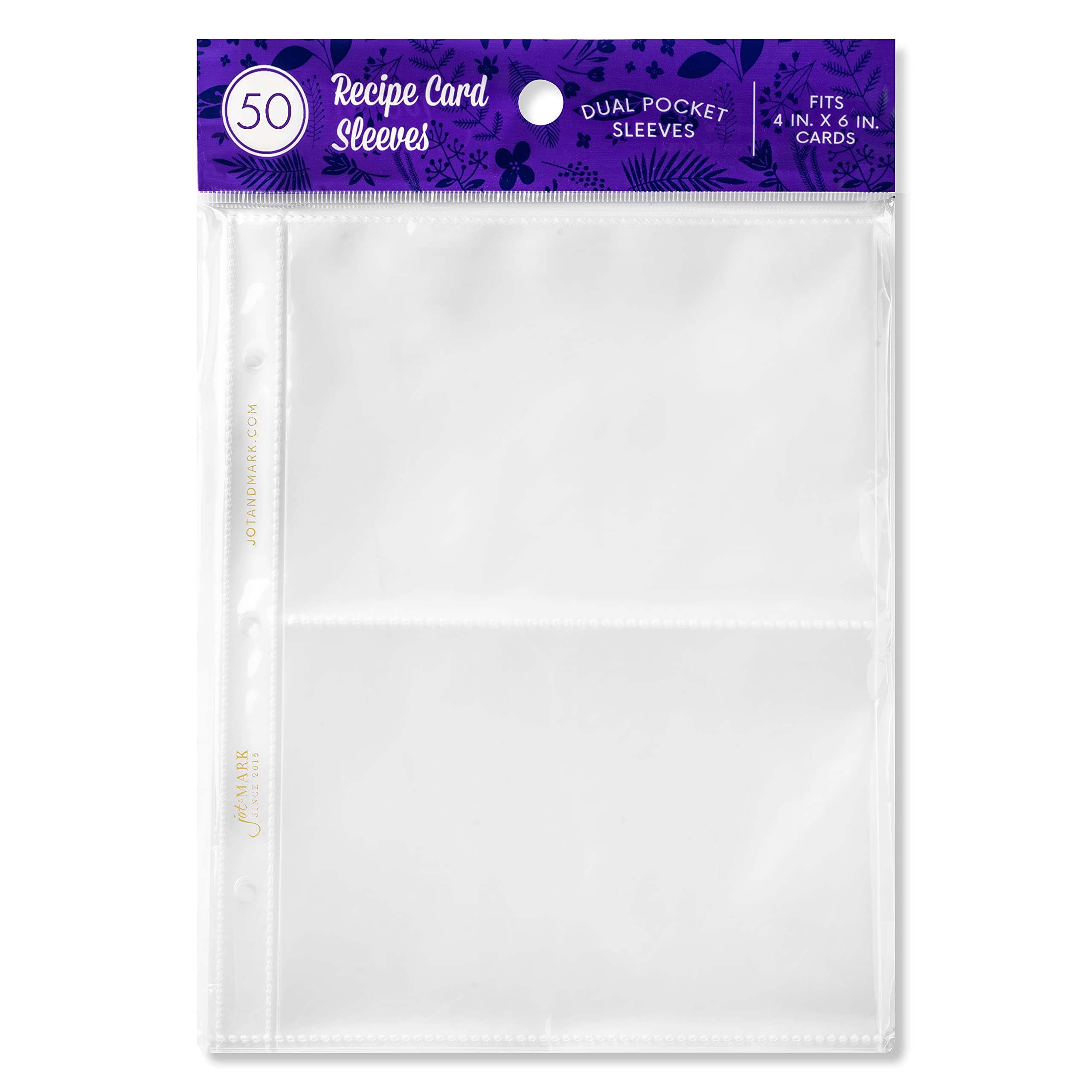 Jot & Mark Binder Page Protectors For 4X6 Recipe Cards Or Photos (50 Count)  Crystal Clear Plastic Archival Sleeves Fit 3 Ring B
