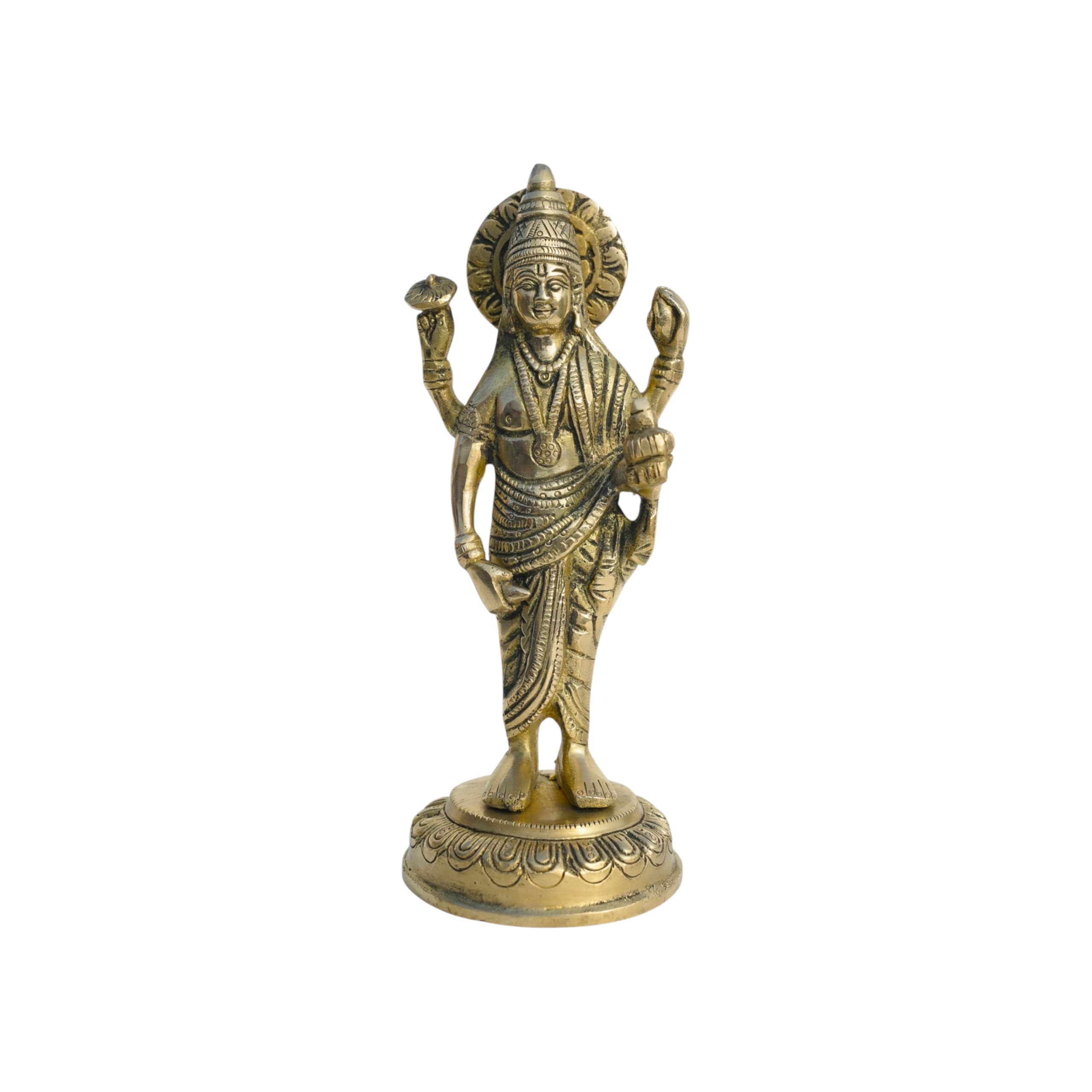 Brongs Brass Dhanvantri Statue | Height - 19 Cm Aprrox | Weight - 1012 Gram Approx | Vastu Idol For Home And Office | Zonal Plac