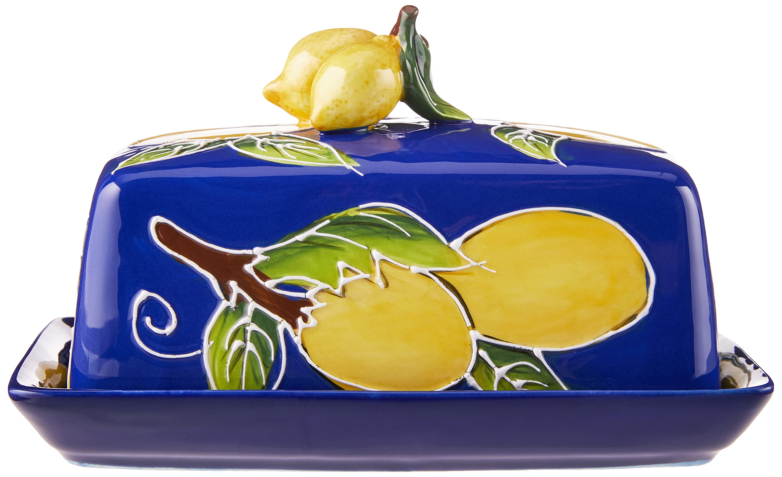 Blue Sky Ceramic Lemon Butter Dish  Multicolor