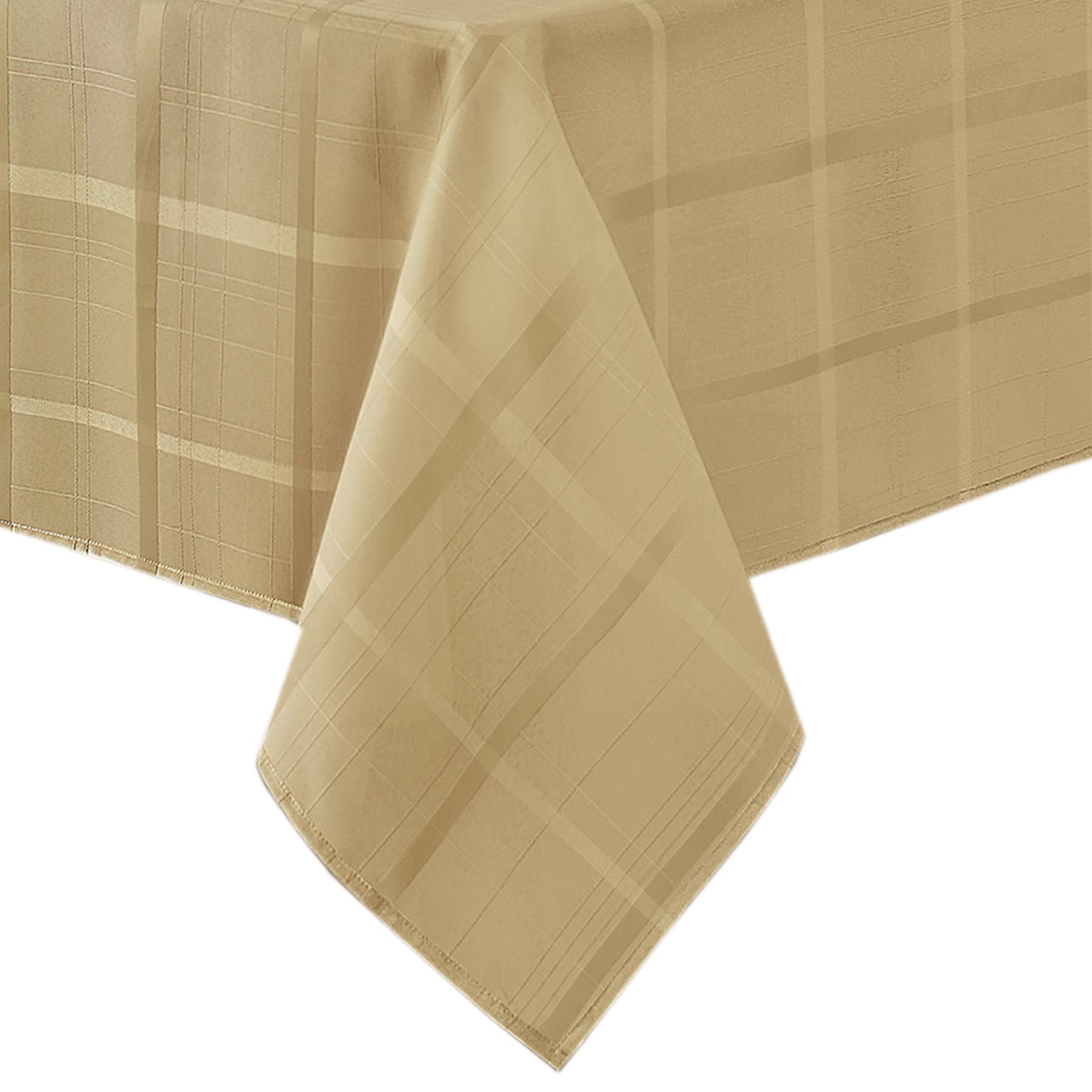Newbridge Elegance Plaid Christmas Fabric Tablecloth, 100% Polyester, No Iron, Soil Resistant Holiday Tablecloth, 70 Inch Round,
