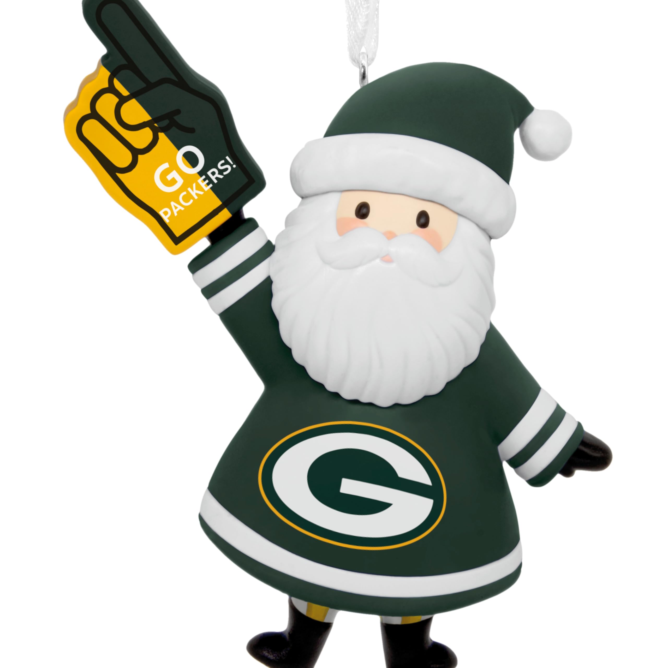 Hallmark NFL Green Bay Packers Santa Ornament, Plastic, 1OSL2584, Sports Fan Gift, Santa Green Bay Packers Color
