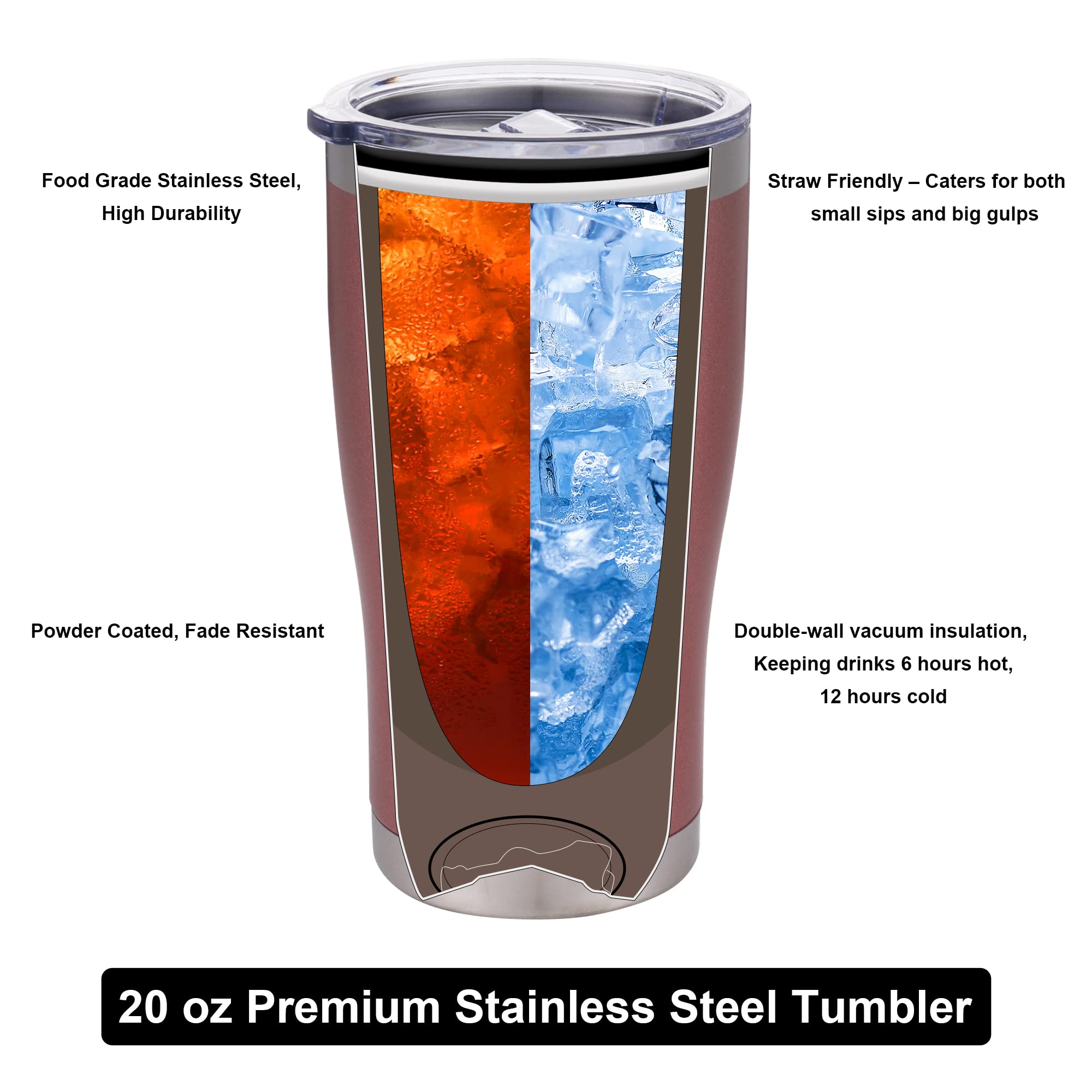Misty Hawk Vacuum Insulated Tumbler With Lid And Straw- 60Th Birthday Cups (20 Oz), Happy 60Th Birthday Gifts For Women And Men,