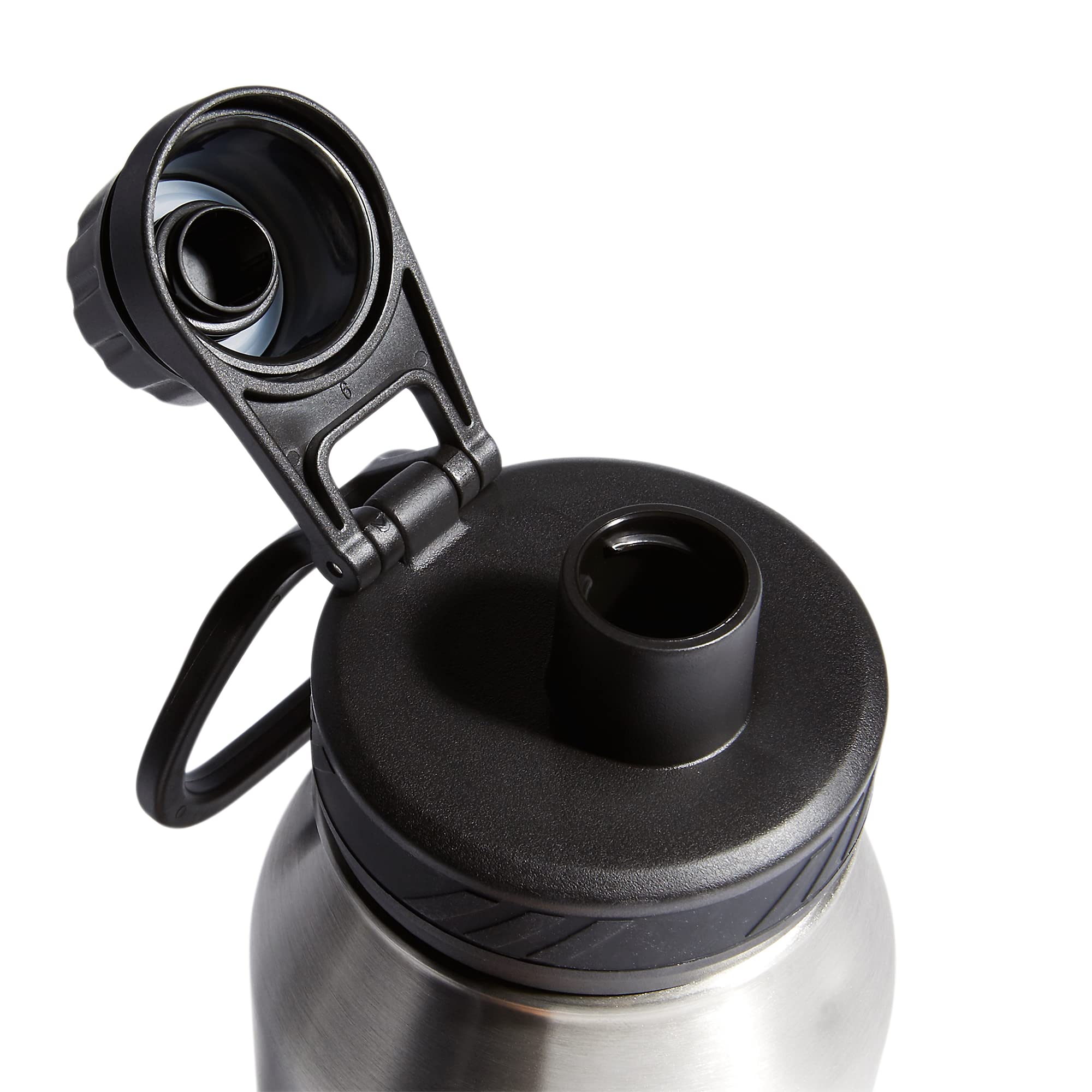 adidas Unisex 1 Liter (32 oz) Metal Water Bottle  Stainless Steel/Black  One Size