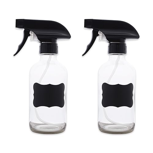 DII Chalkboard Label Refillable Glass Spray Bottle Set  8 oz  Clear S/2