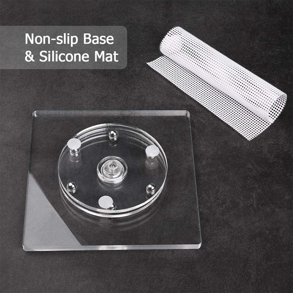 Kasmoire Cookie Decorating Turntable, Sugar Cake Cookie Decorating Supplies Kit-With Anti-Slip Silicone Mat,Turns Smoothly Easy