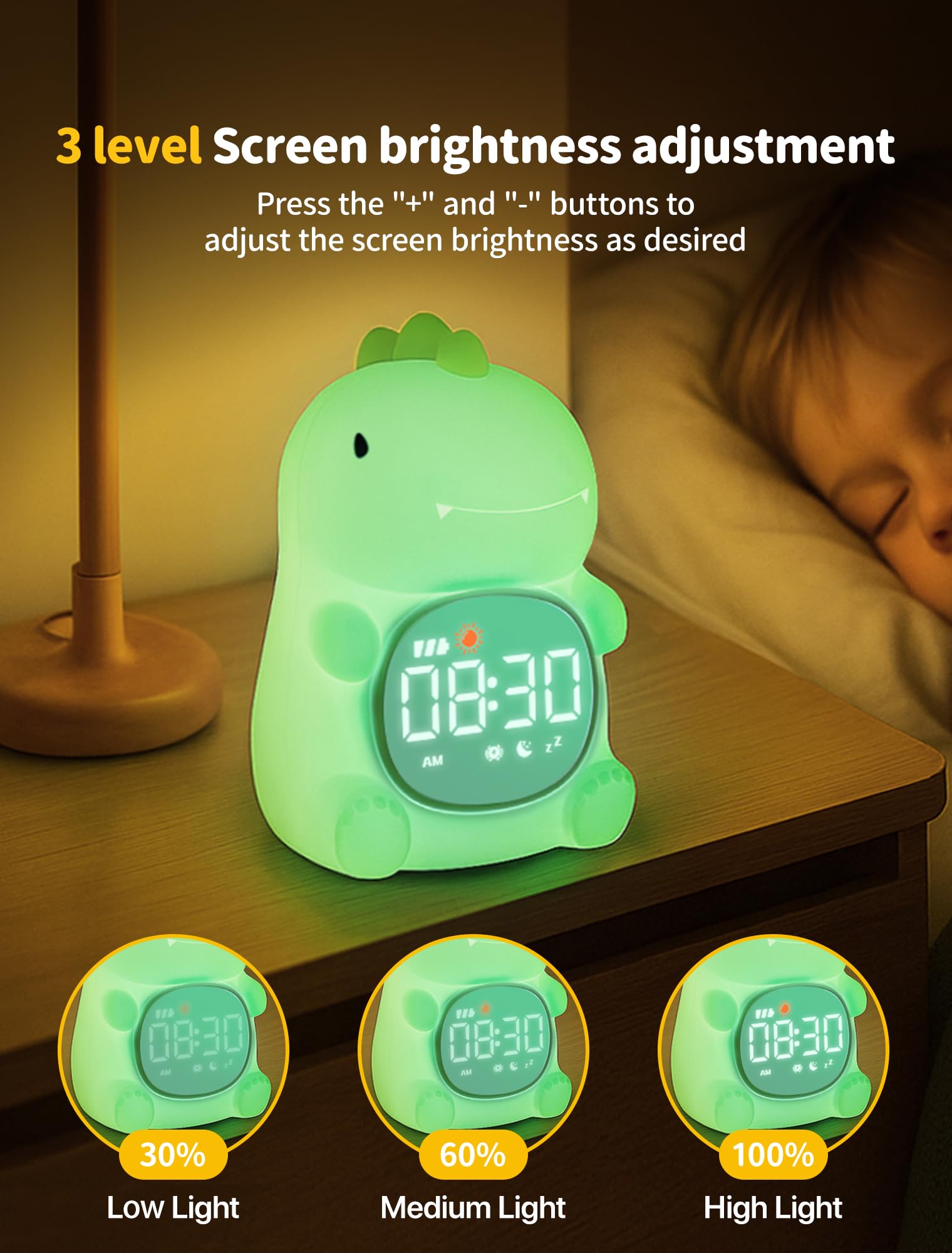MASHI Christmas Kids Alarm Clock, Toddler Sleep Training Clock with Sun & Moon, Sleep Sound Machine, Night Lights, Ok to Wake Di