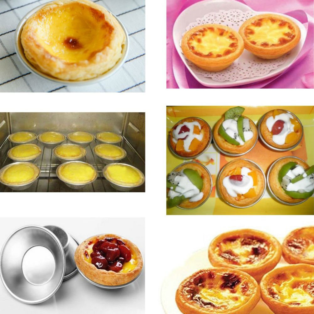 Akoak Egg Tart Mold Heat Resistant Non Stick Aluminum Mini Pie Cupcake Cake Pan Cookie Pudding Jello Chocolate Molds Tin Baking