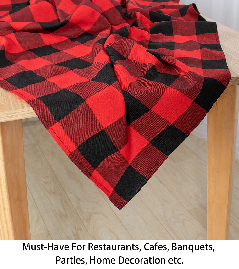 Shinybeauty Checked Tablecloth Rectangle 54X80-Inch Red And Black Buffalo Plaid Tablecloths Washable Cotton Table Cover Gingham