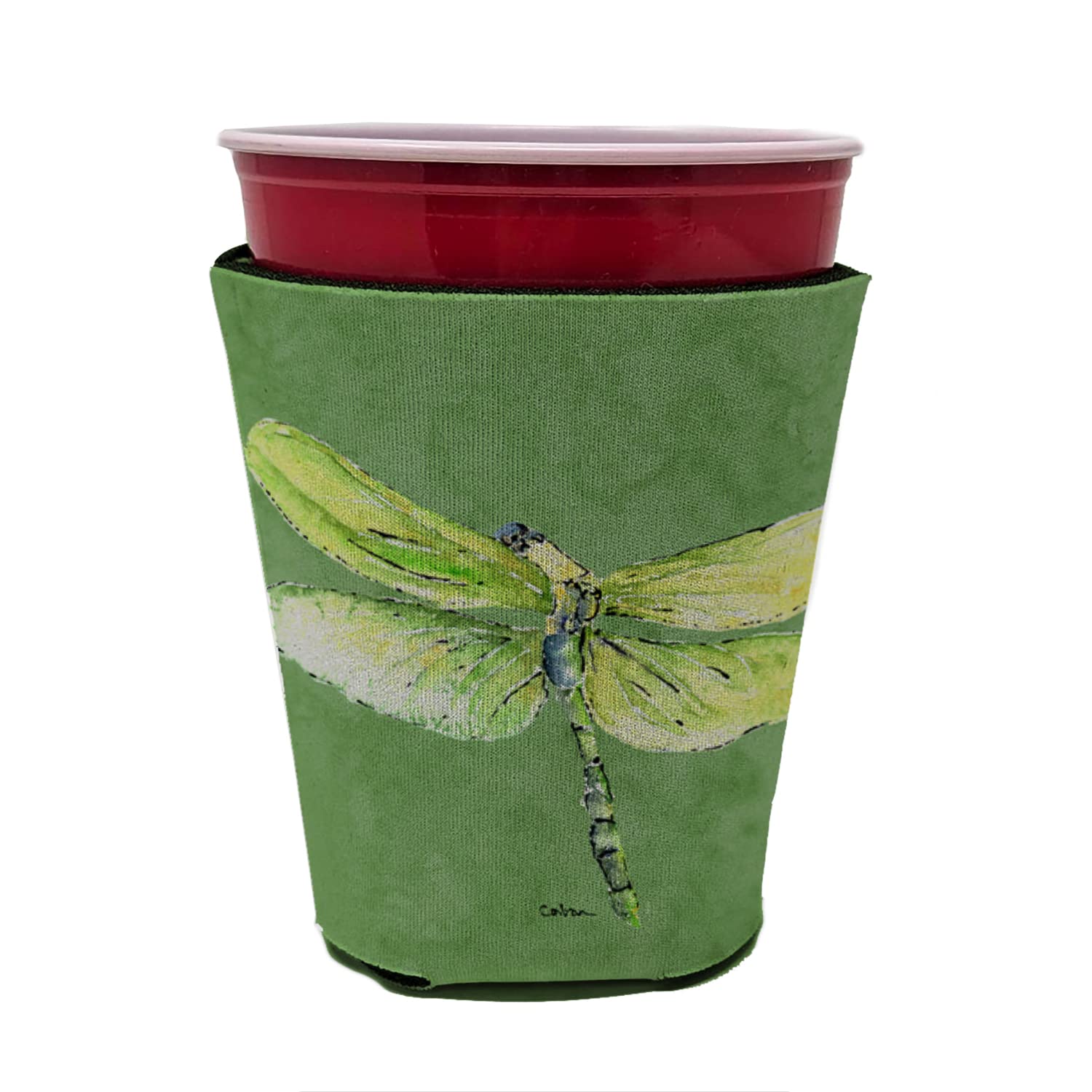 Dragonfly on Avacado Solo Cup Beverage Insulator Hugger