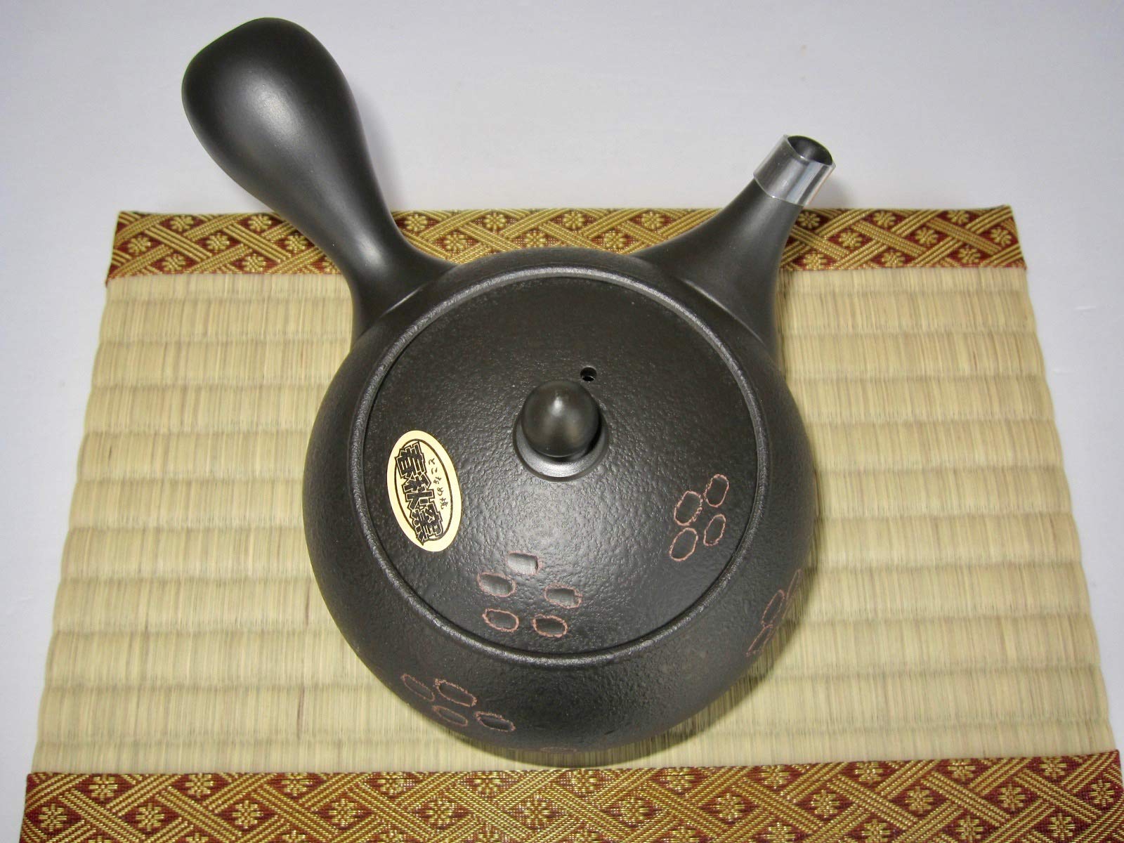 Yamakiikai Japanese Large Kyusu Tokoname Handmade Clay Teapot 15.6 Fluid Ounces Shunjuu Scarlet Crest Pattern Black L339 from Japan (1)