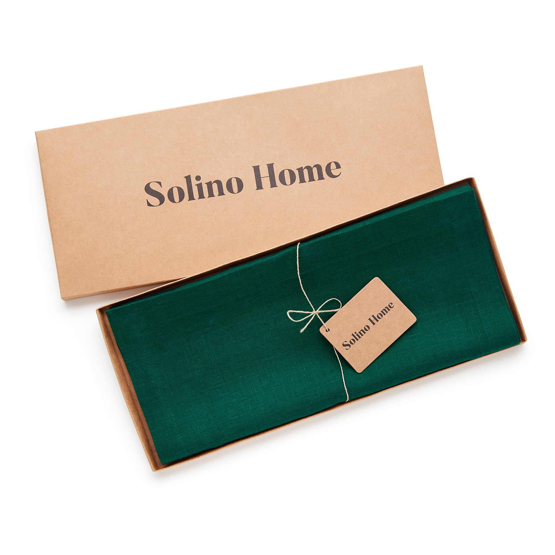 Solino Home Linen Table Runner 60 Inches Long - 100% Pure Linen Rainforest Green Table Runner 14 X 60 Inch - Machine Washable Di