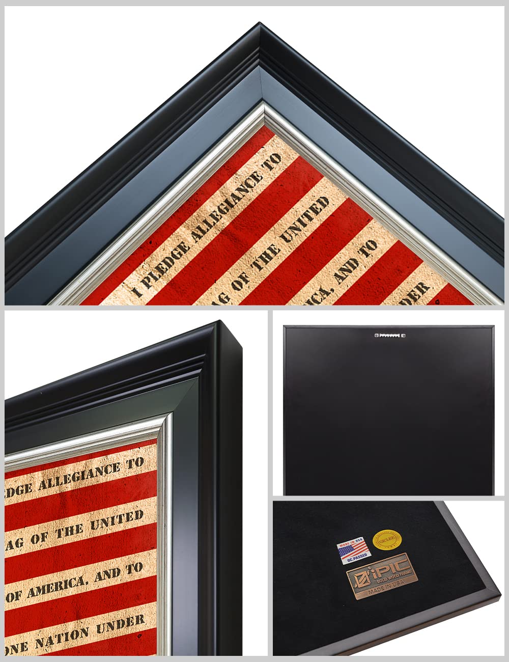 Ipic - American Flag Personalized Framed Wall Art With Names And Date On, Giclee Prints With Solid Wood Frame, Customized Gift A